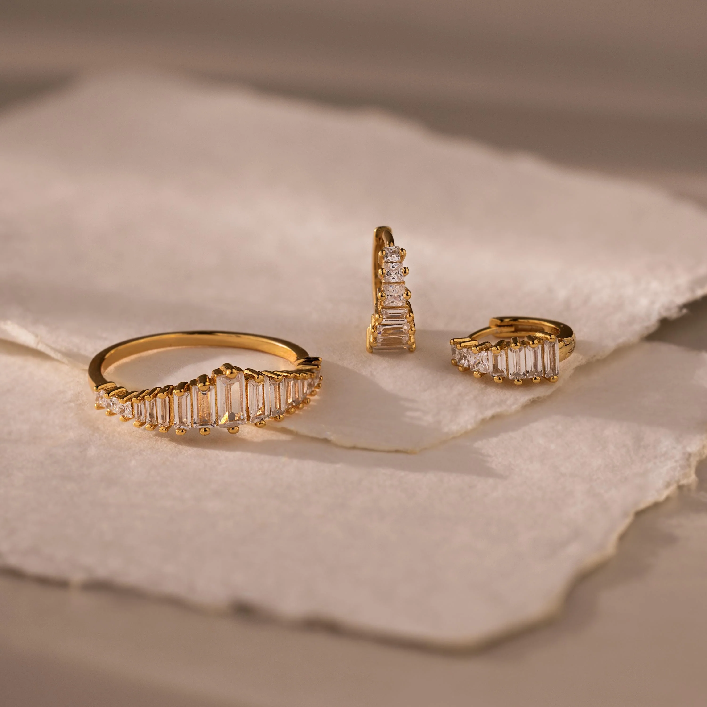 Art Deco Diamond Earrings & Ring Set