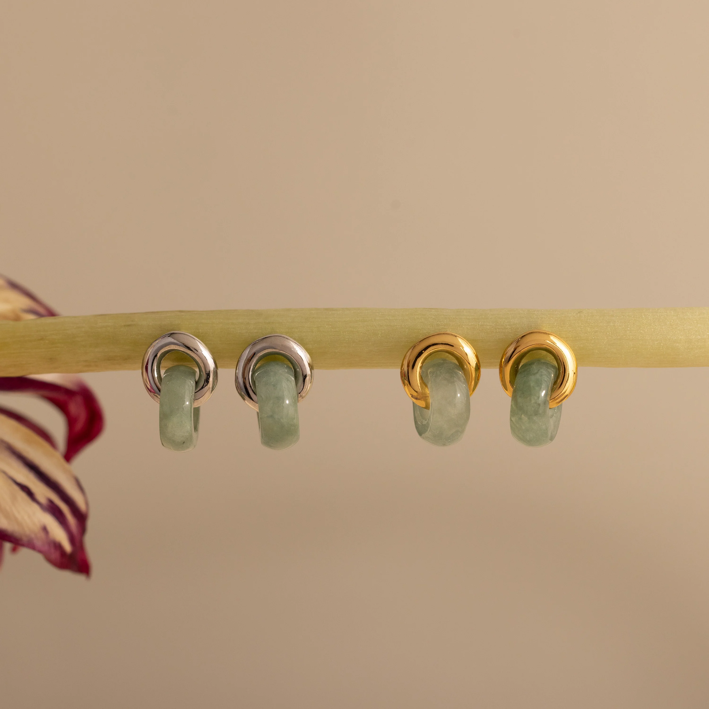 Aventurine Halo Drop Studs - Image 6