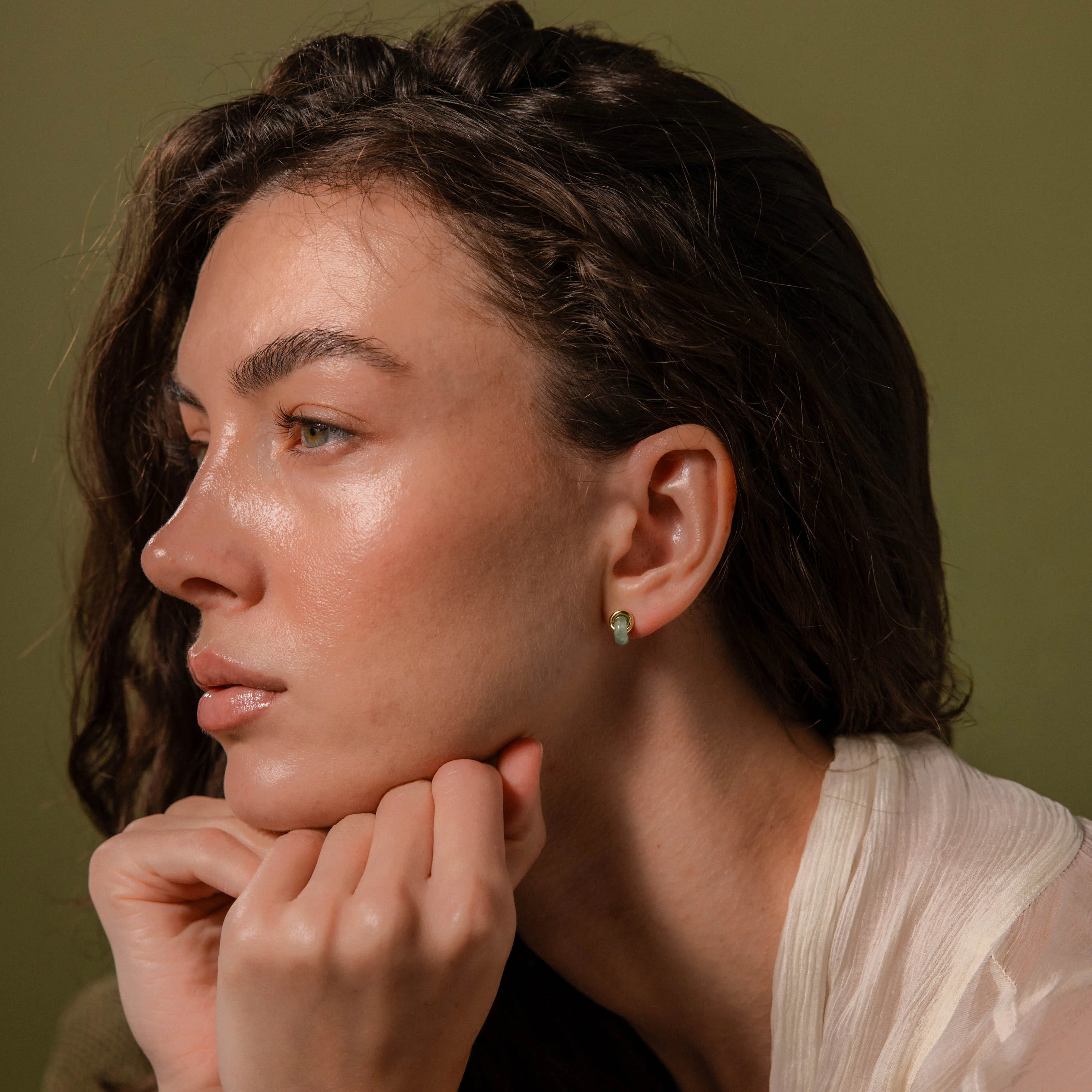 Aventurine Halo Drop Studs - Image 9