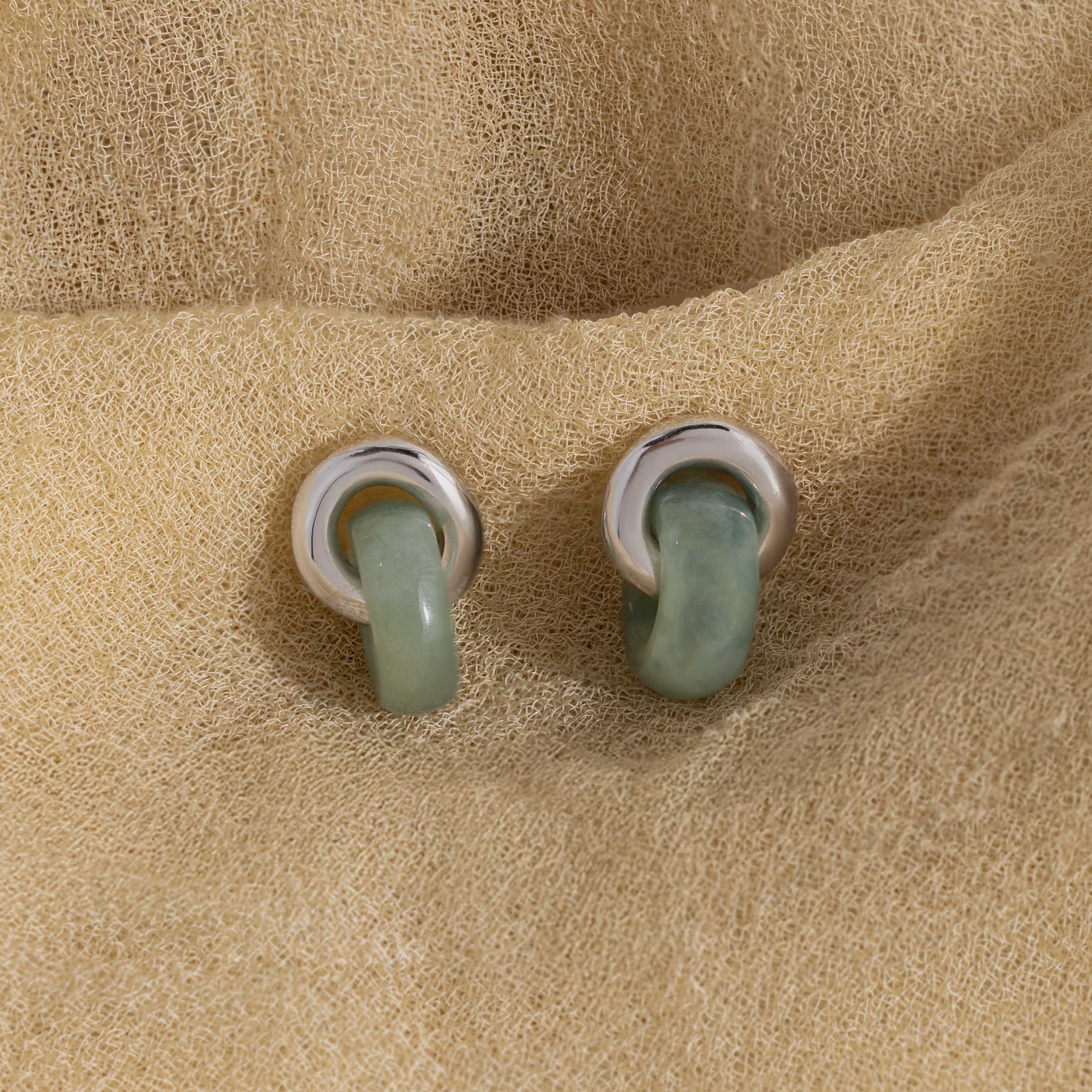 Aventurine Halo Drop Studs in Silver - Image 3