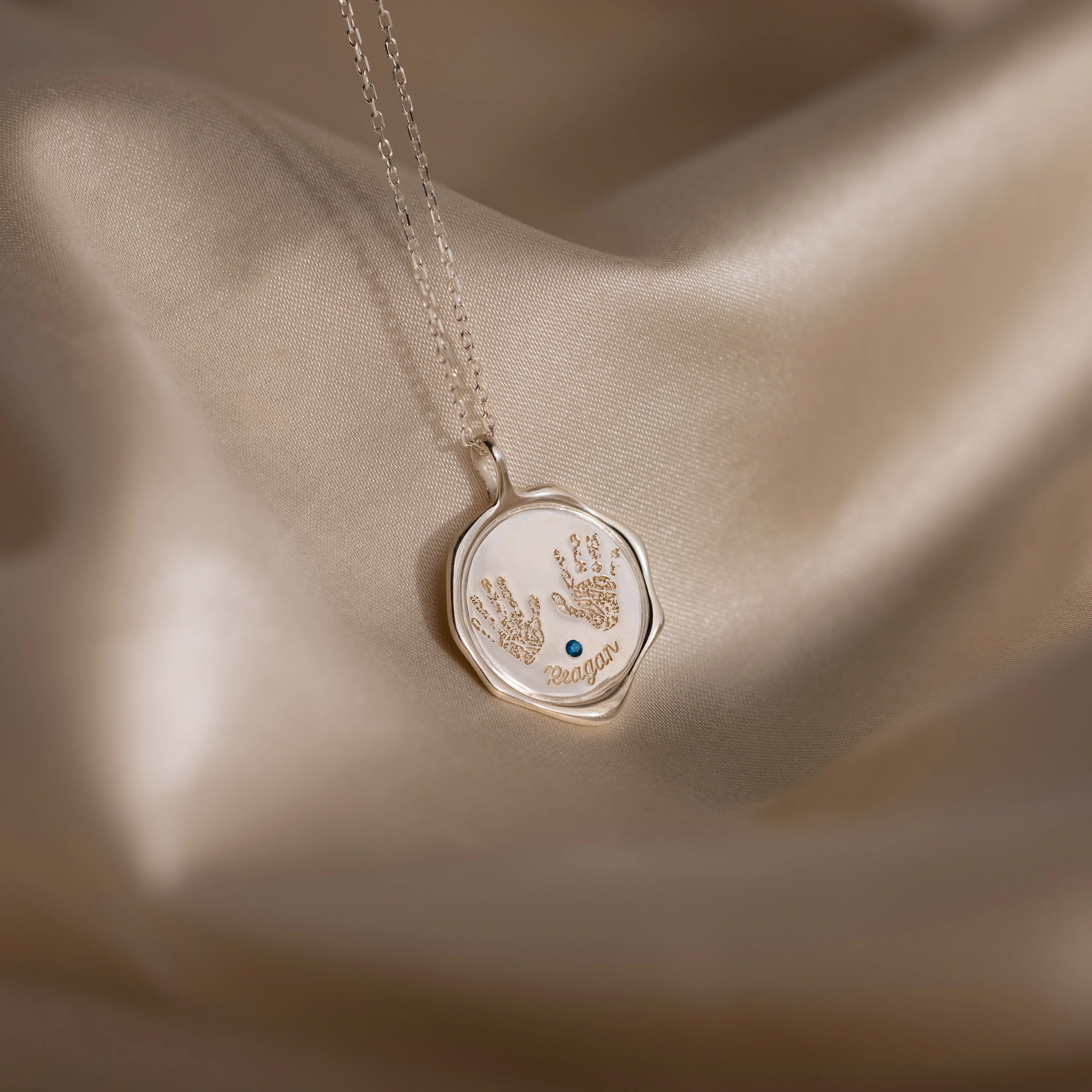Baby Hand & Footprint Necklace in Silver