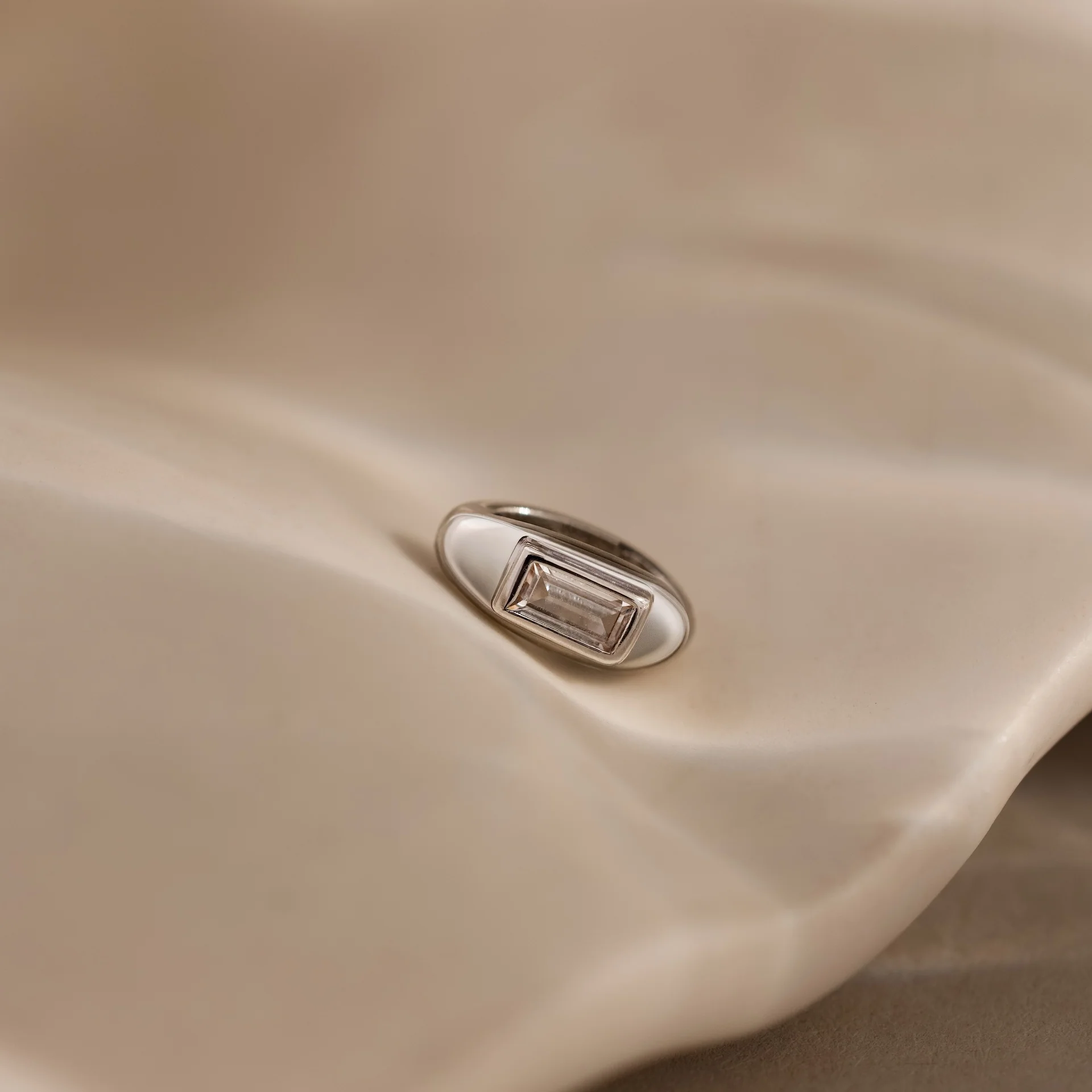 Baguette Diamond Spacer Charm in Silver