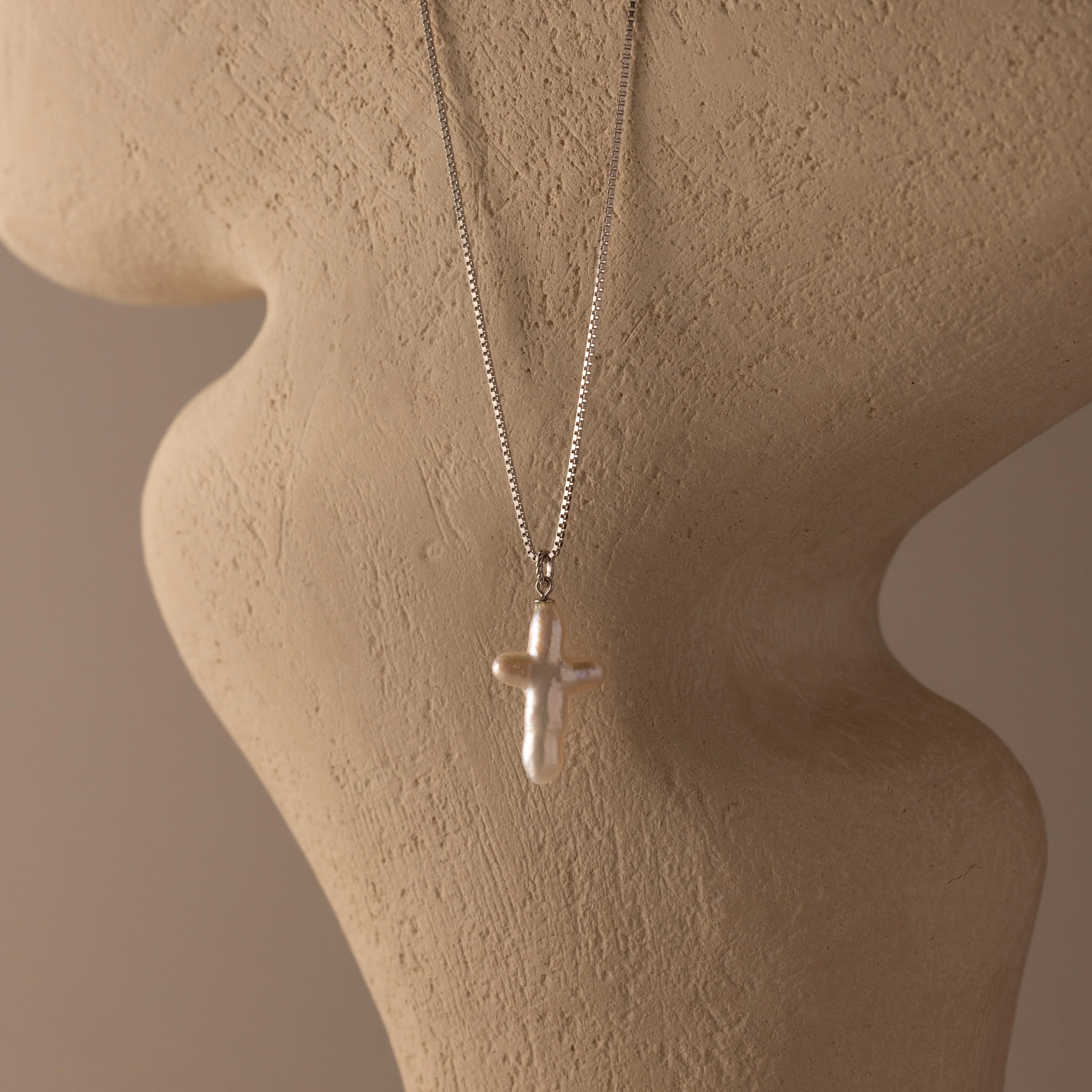 Baroque Pearl Cross Necklace - Image 3