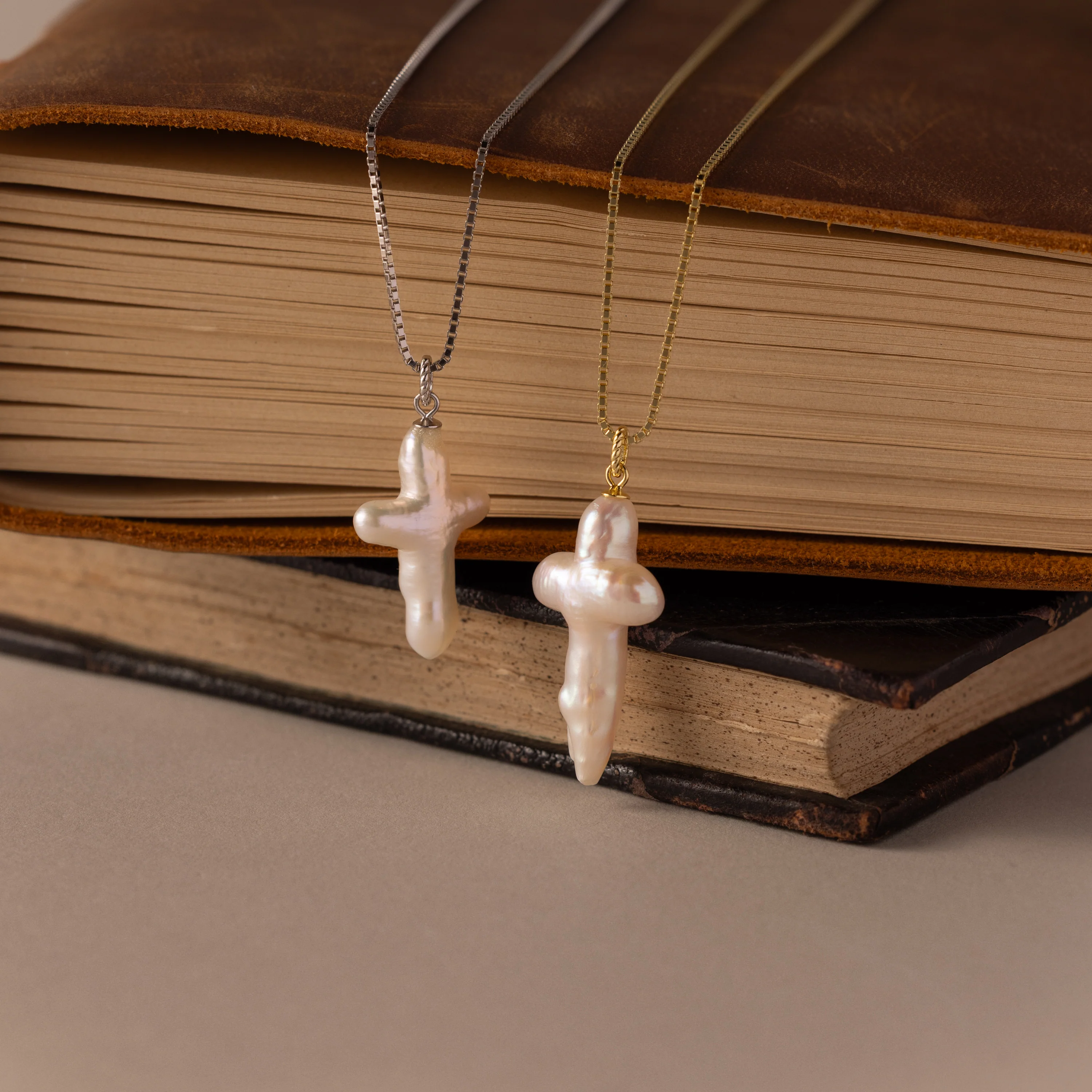 Baroque Pearl Cross Necklace - Image 5