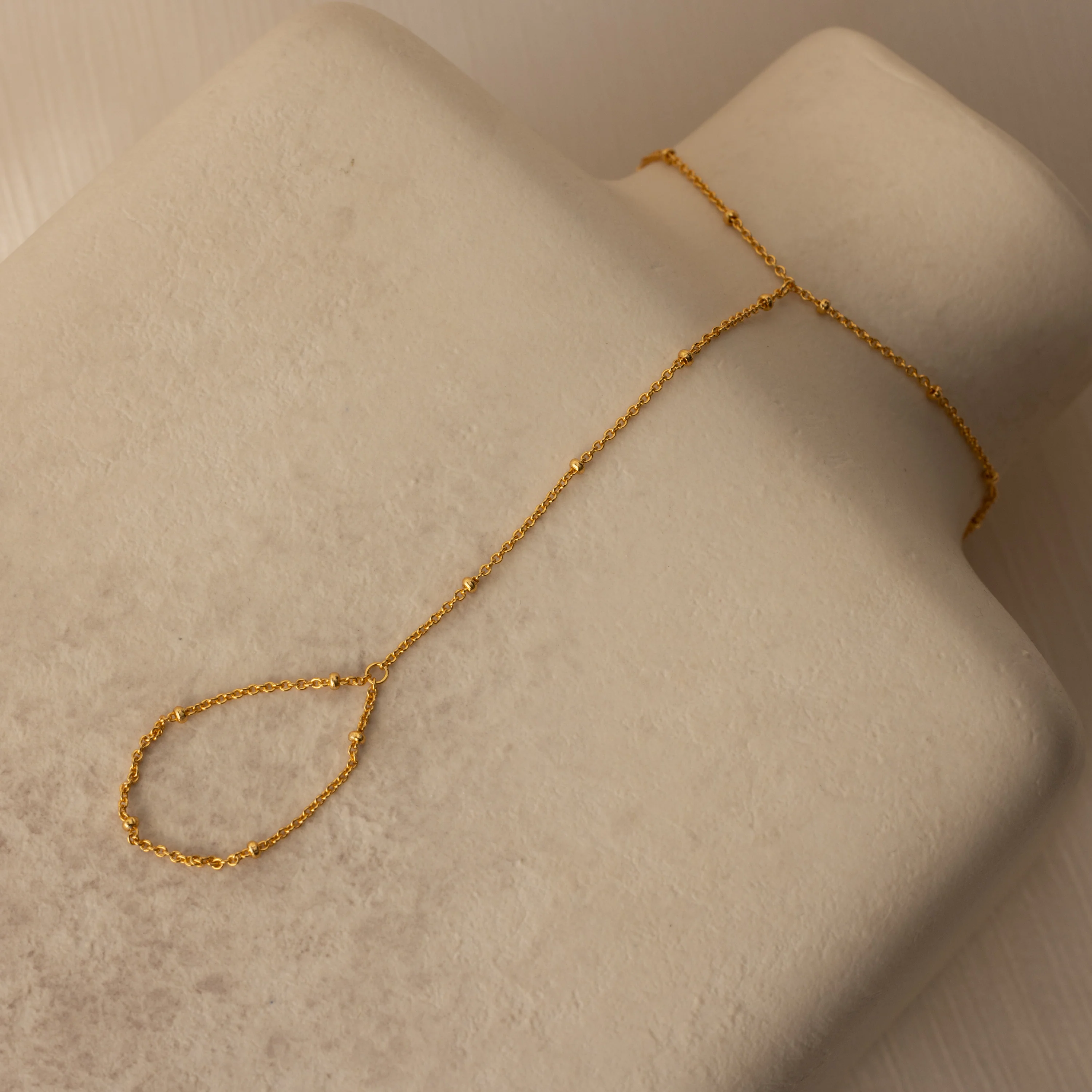 Beaded Hand Chain Bracelet in 18K Gold - Image 6