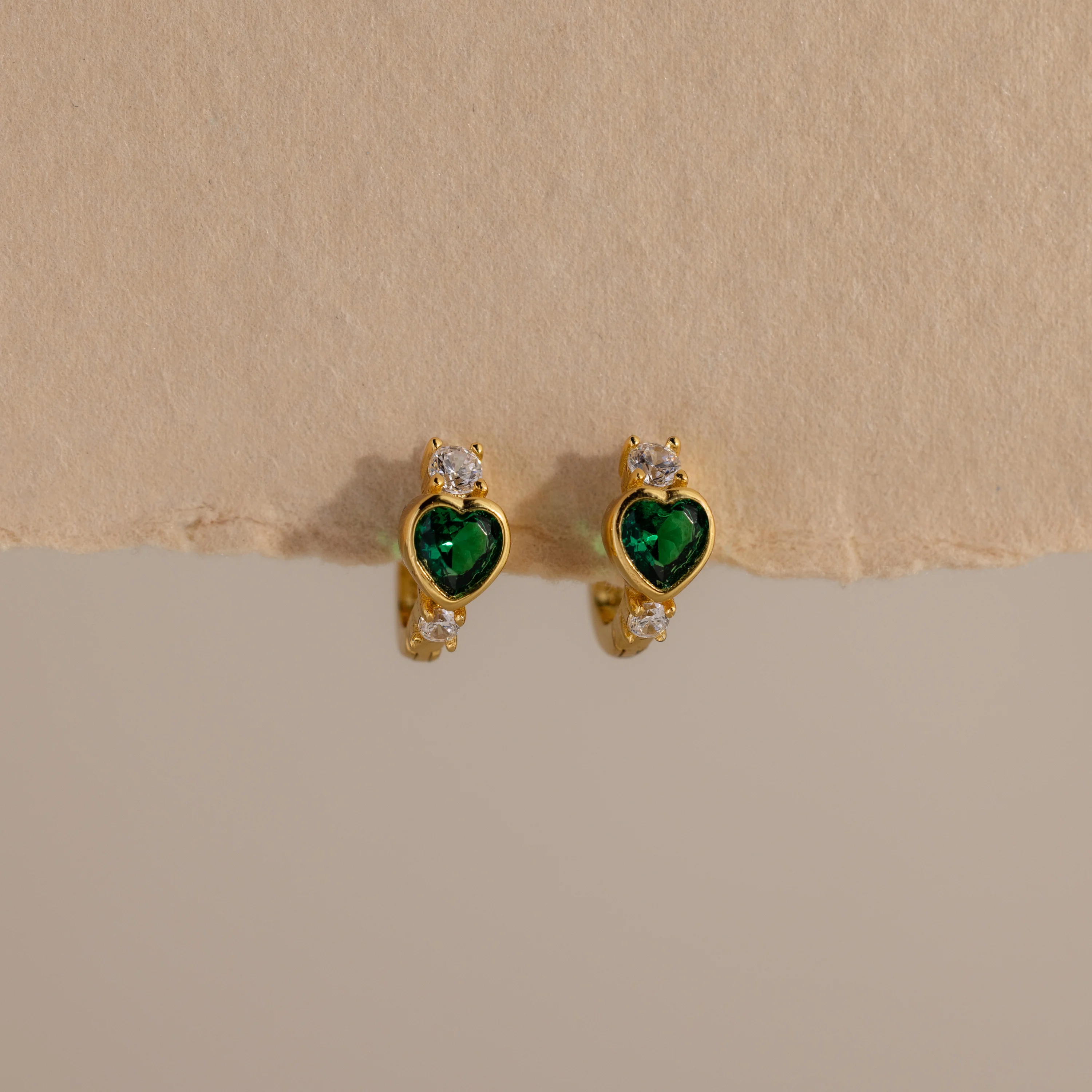 Peridot Heart Hoops