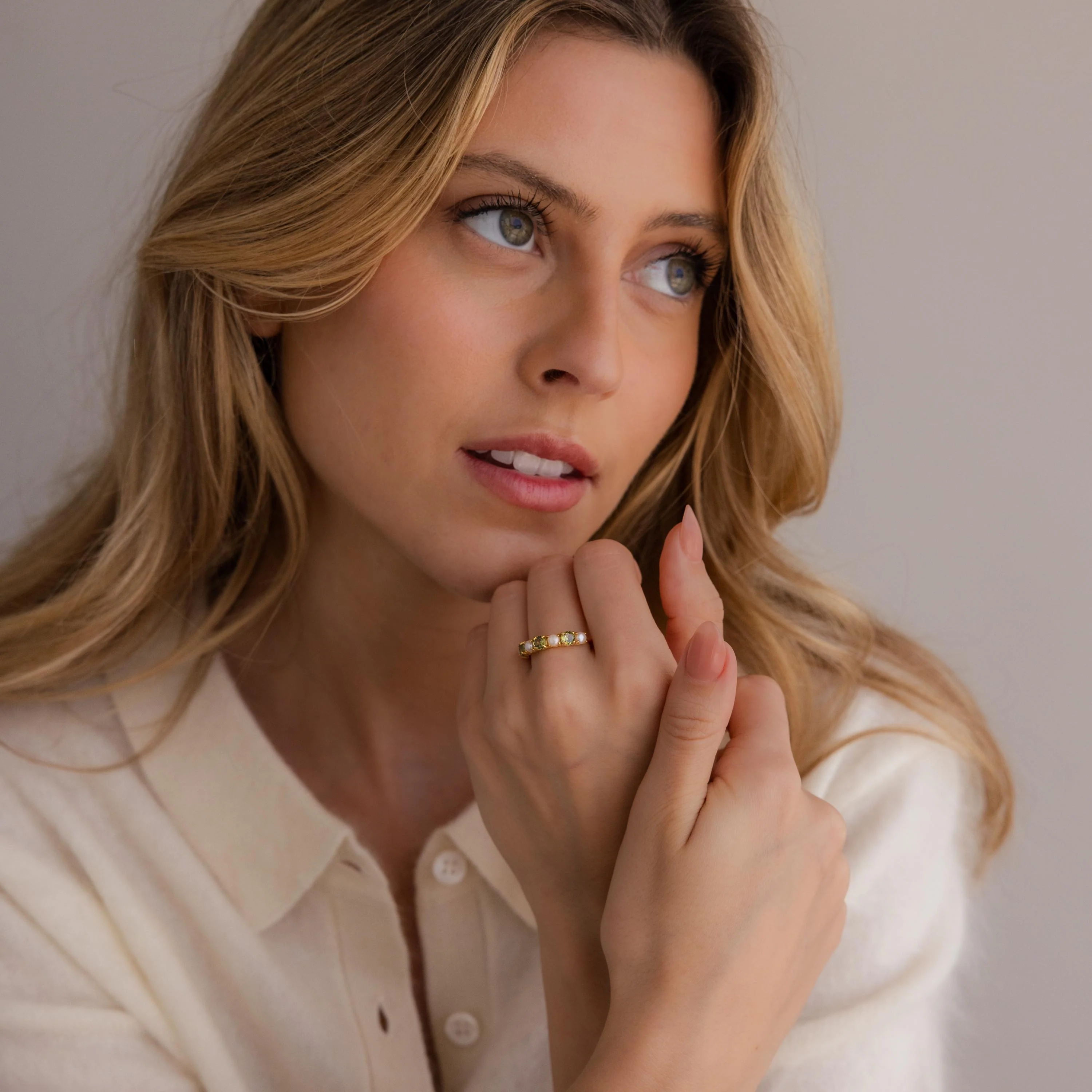 Birthstone & Pearl Lace Ring - Image 5