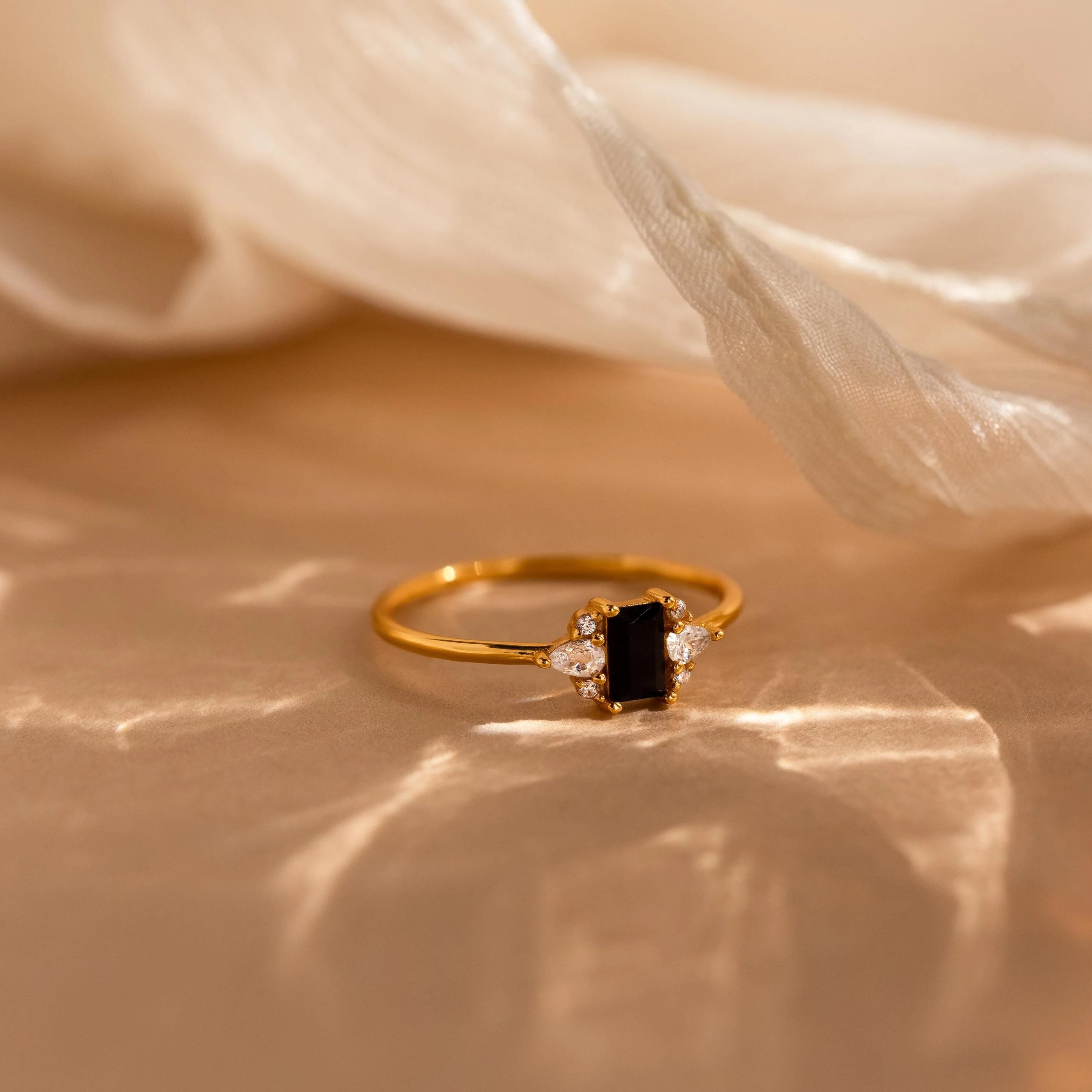 Black Baguette Diamond Ring in 18K Gold - Image 3