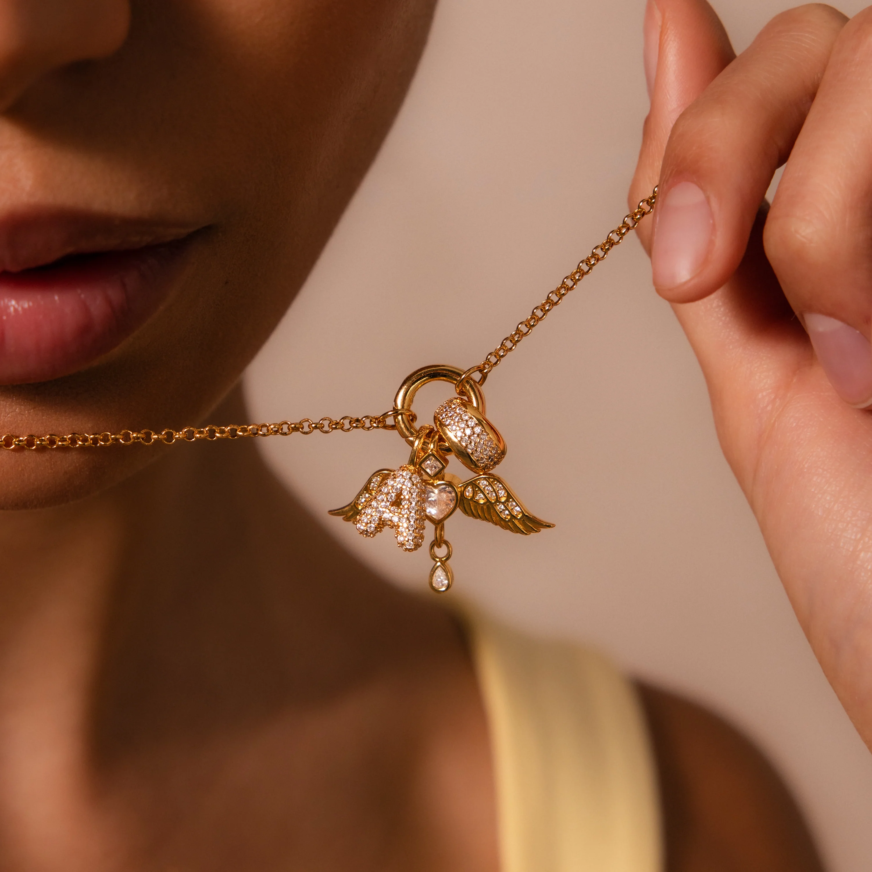 Bold Pave Dome Spacer Charm in 18K Gold - Image 2