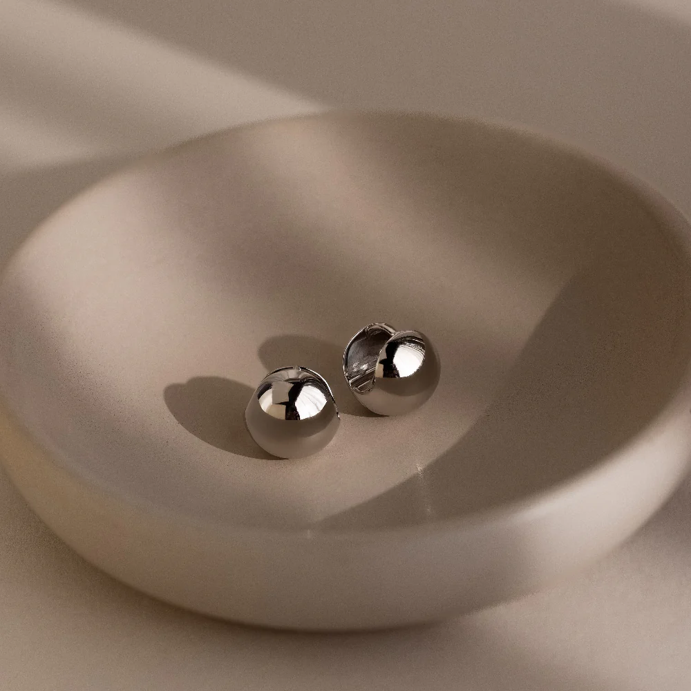 Chunky Ball Hoops in Silver