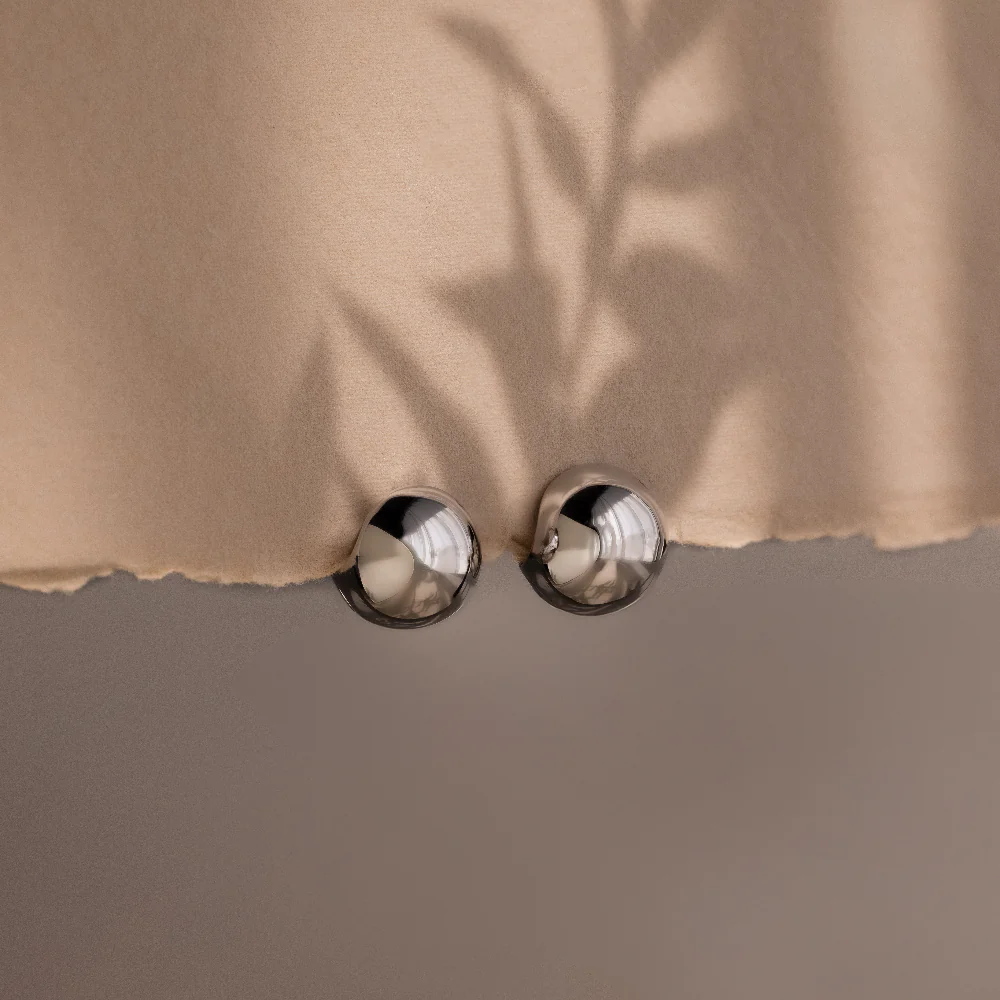 Chunky Ball Hoops in Silver - Image 3