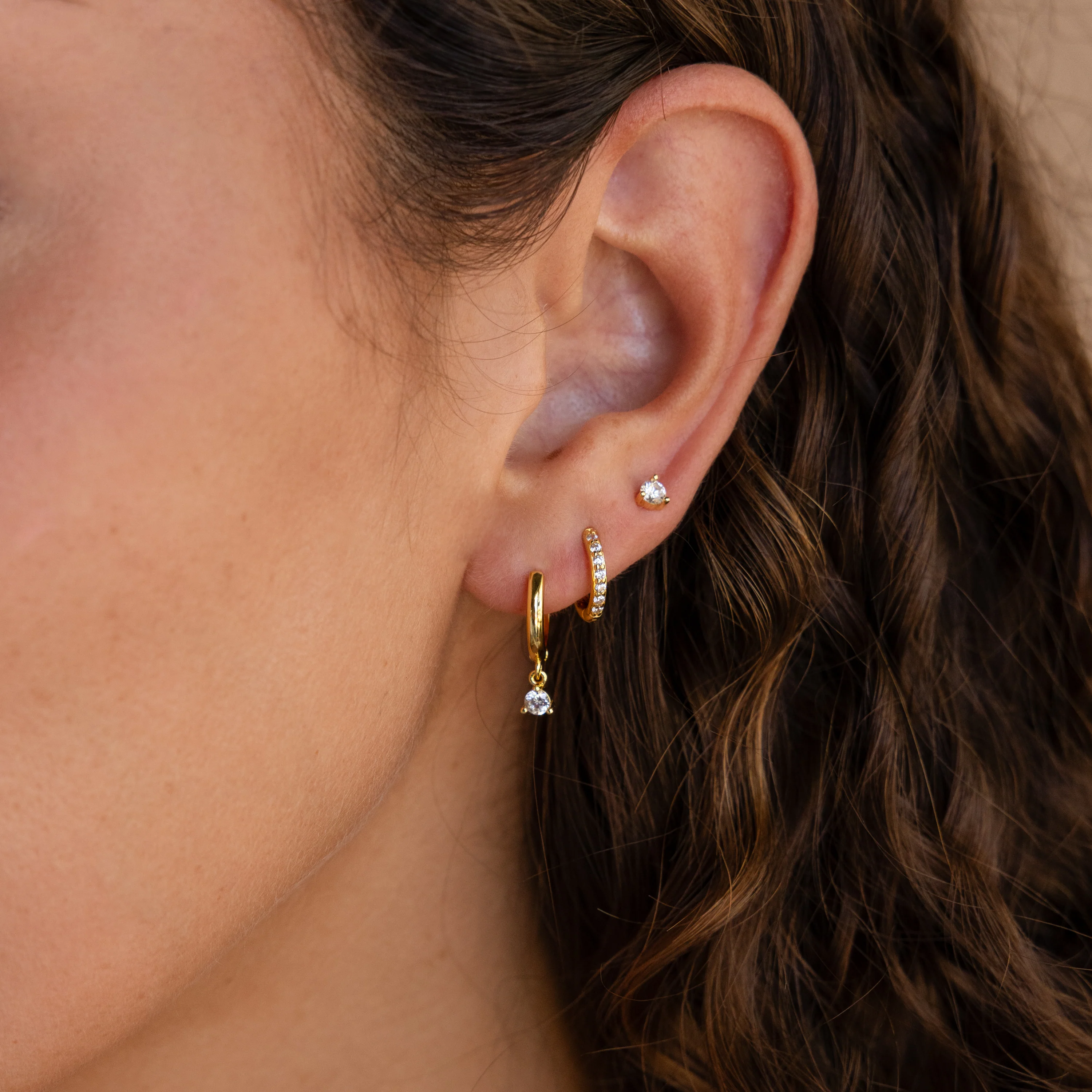 Classic Diamond Earrings Set in 18K Gold