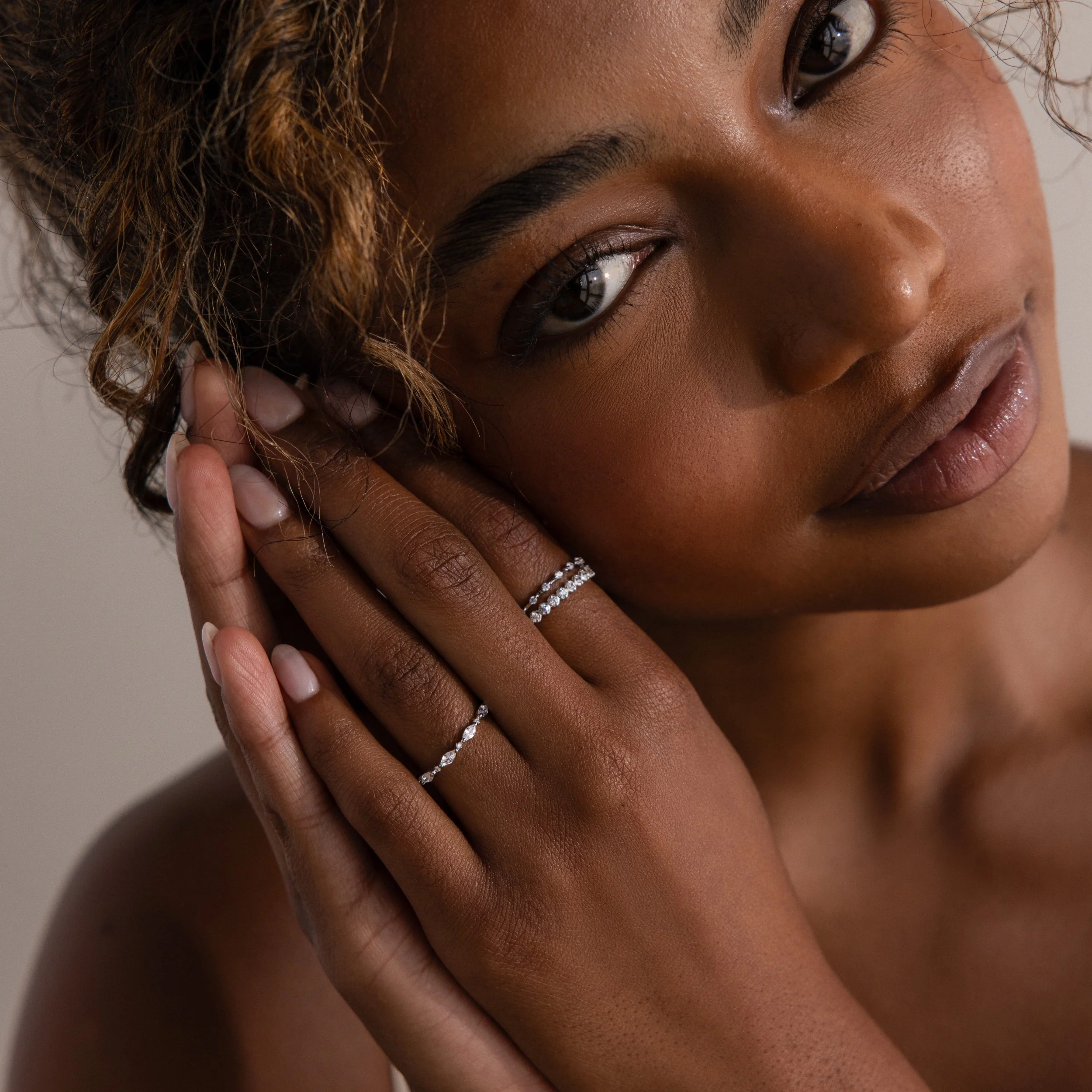 Crystal Stacking Ring Set in Silver - Image 3