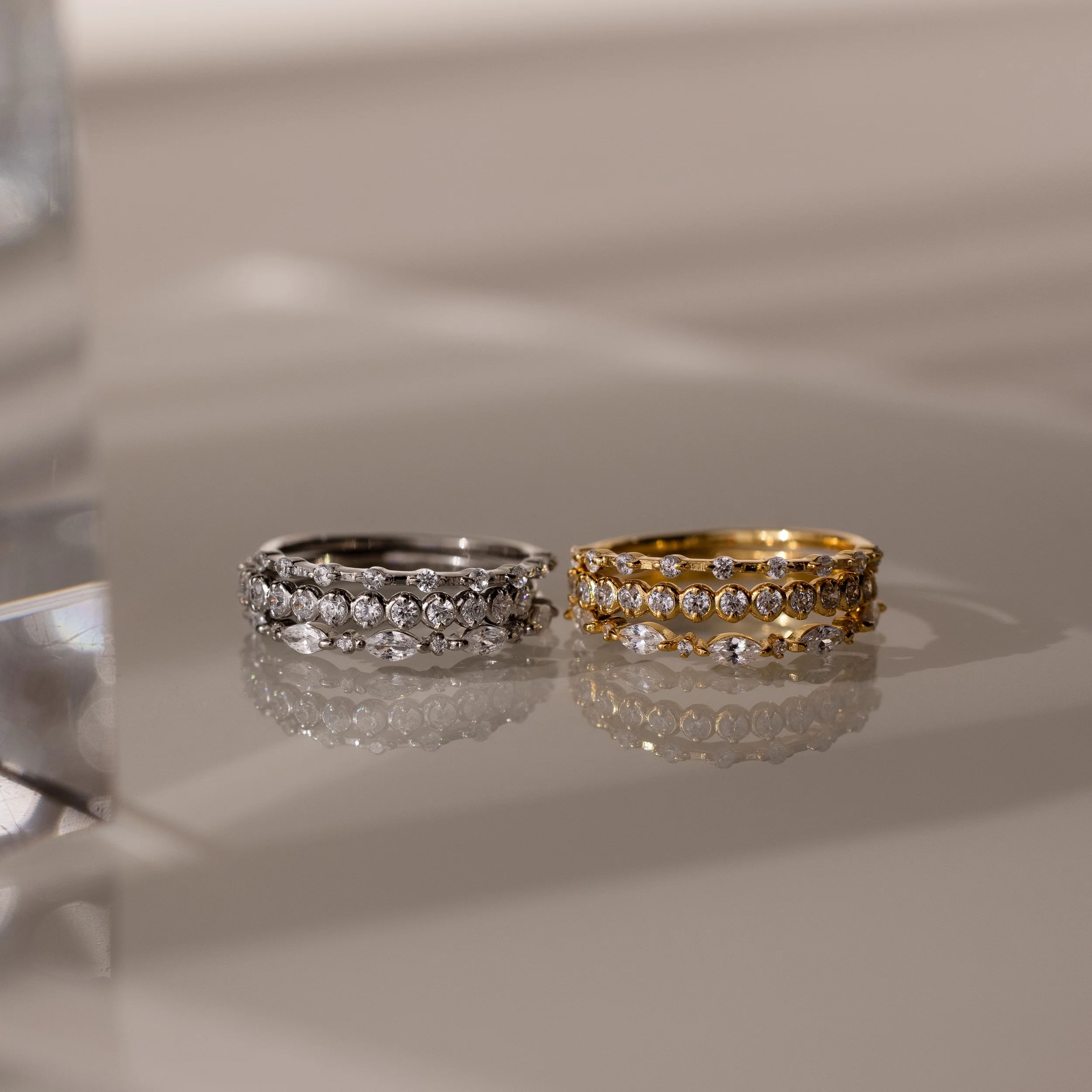 Crystal Stacking Ring Set in Silver - Image 6