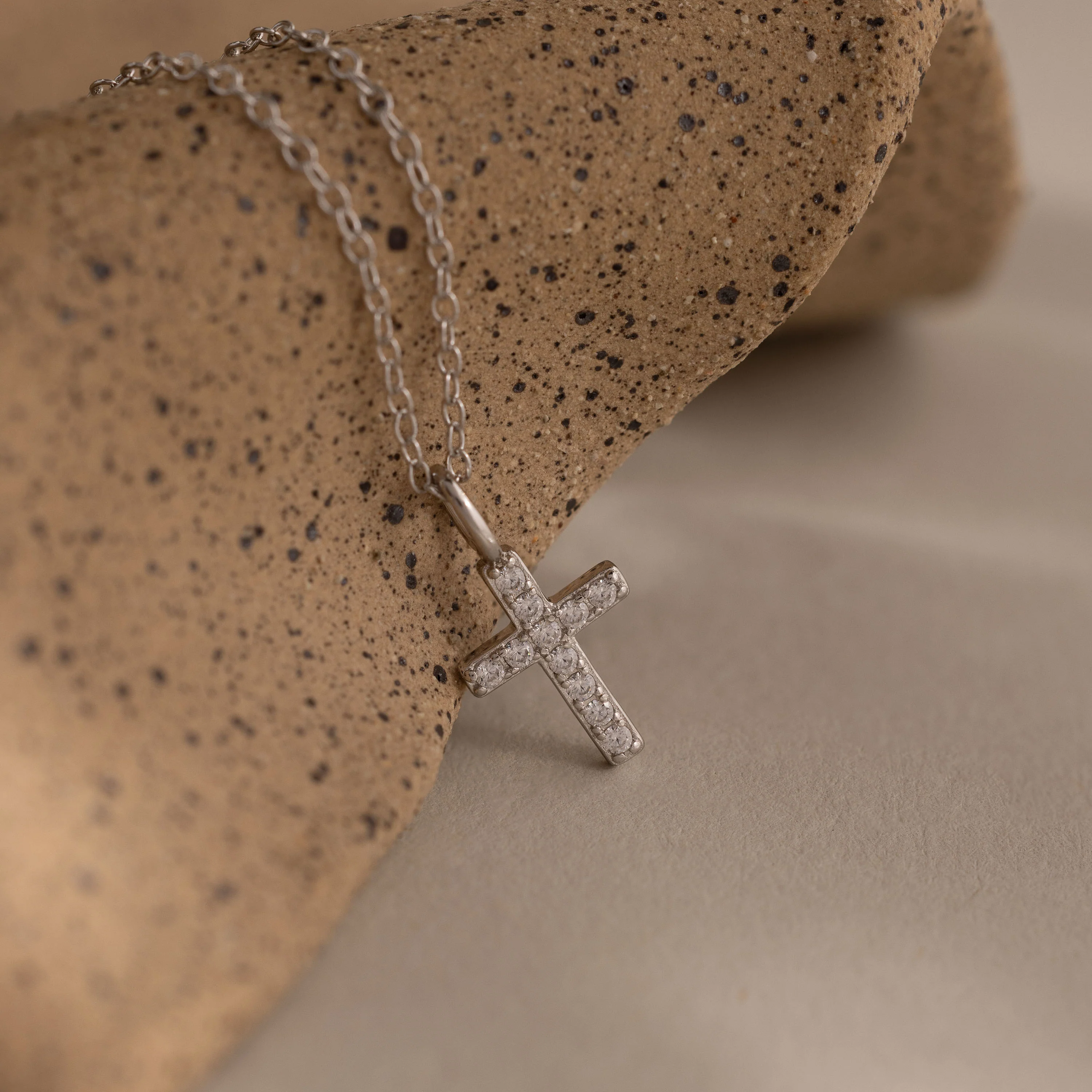 Dainty Diamond Cross Necklace - Image 5