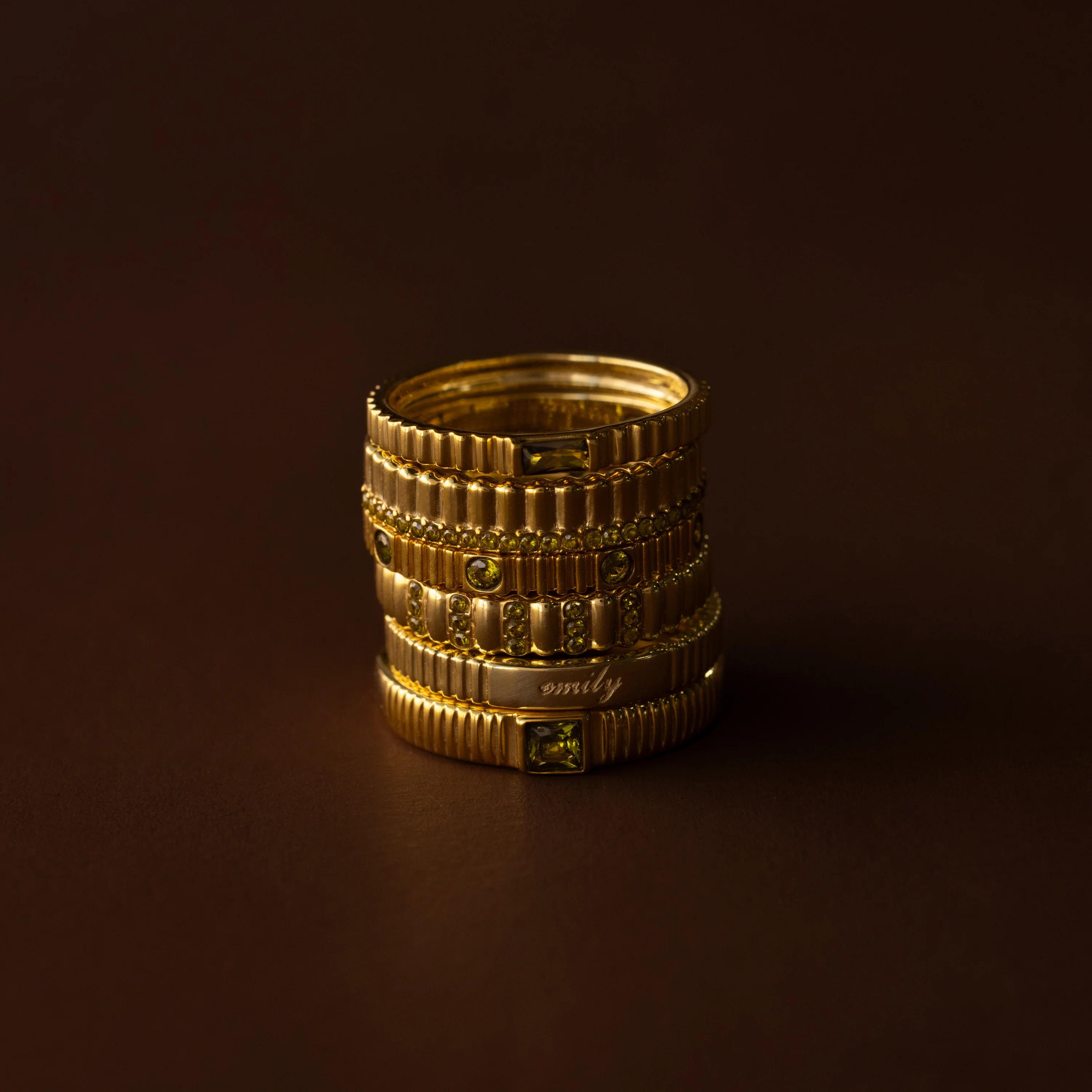 Dainty Ribbed Birthstone Ring - Image 6