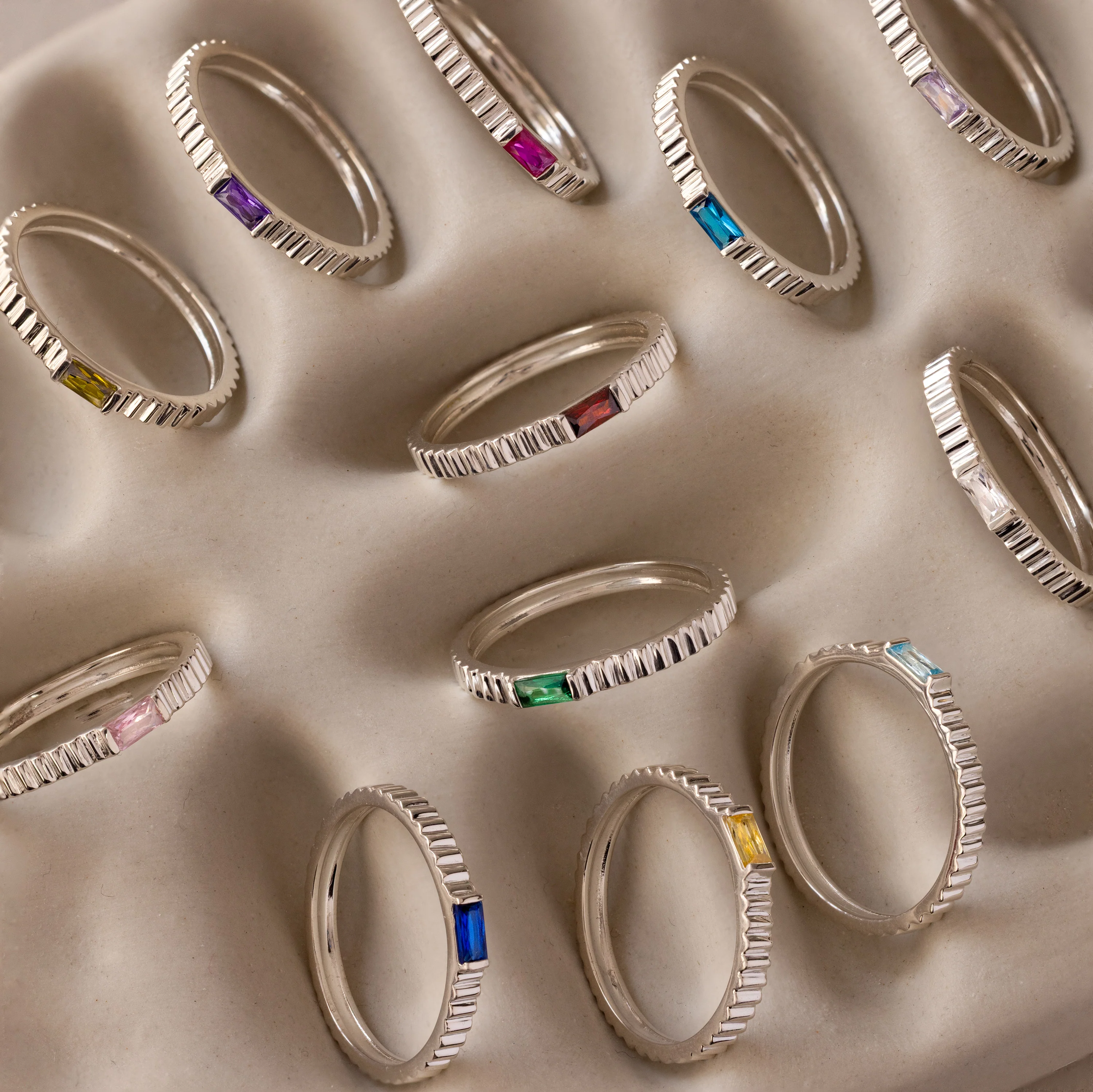 Dainty Ribbed Topaz Ring - Image 7