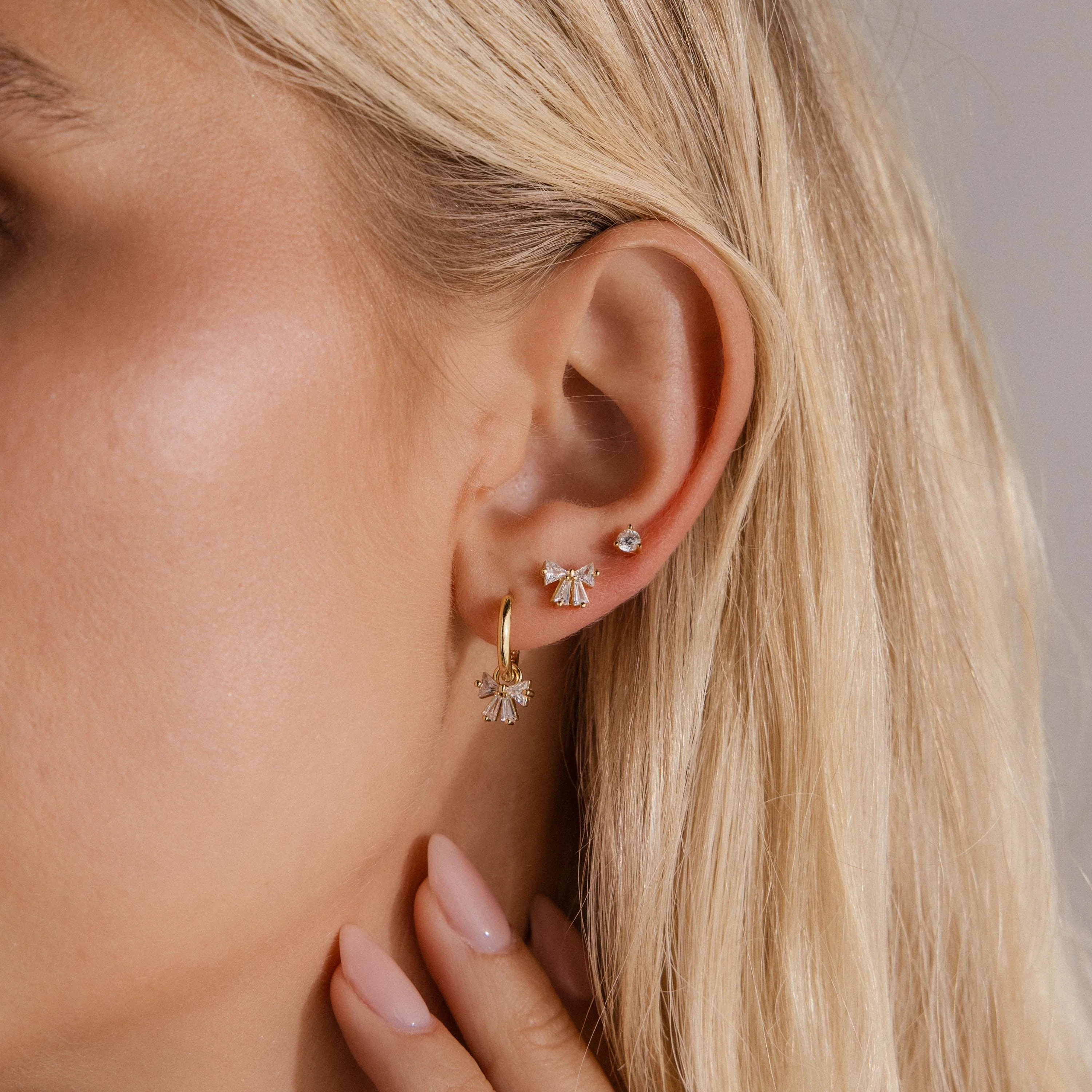 Diamond Bow Hoops in 18K Gold - Image 4