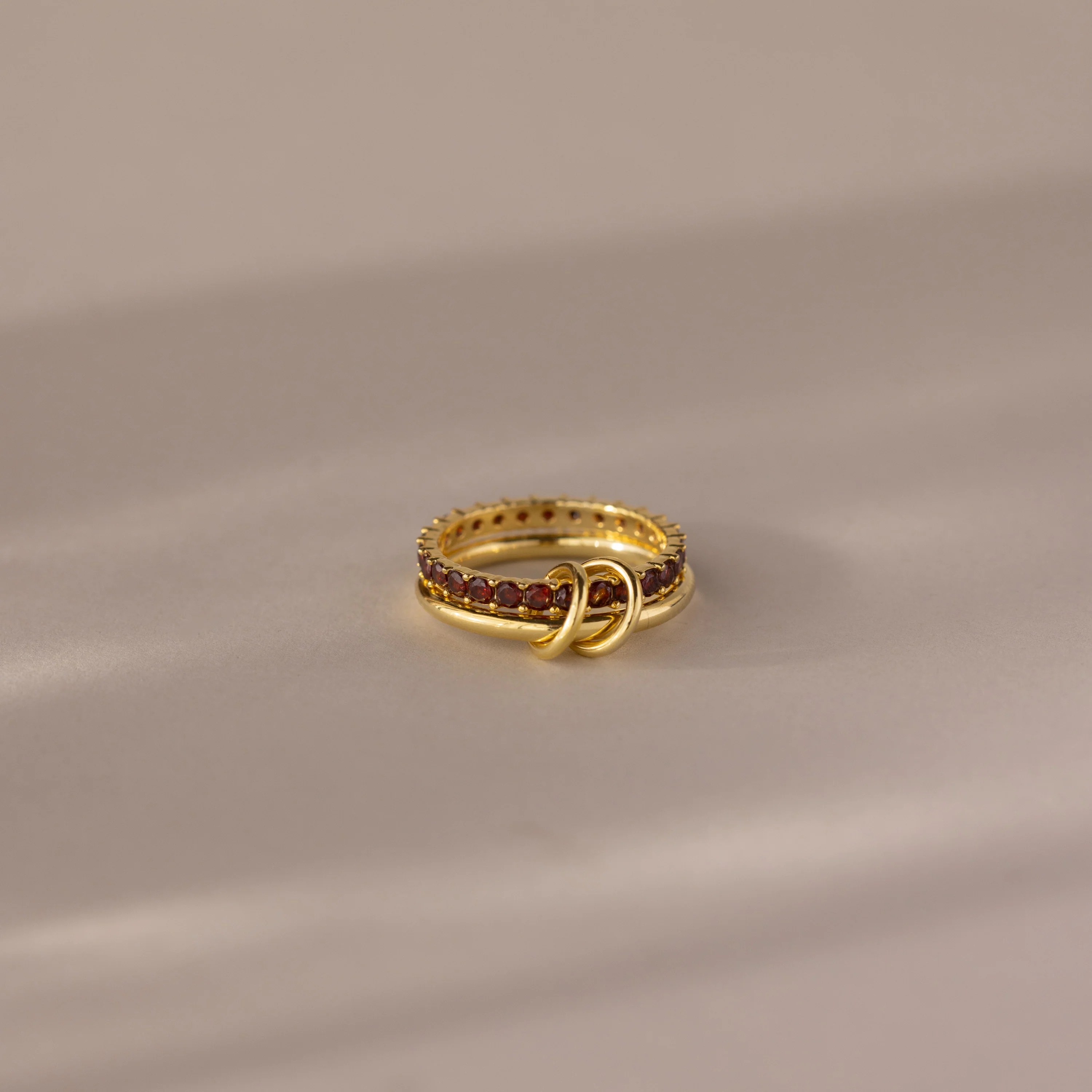 Duo Pink Tourmaline Tennis Linked Ring Set