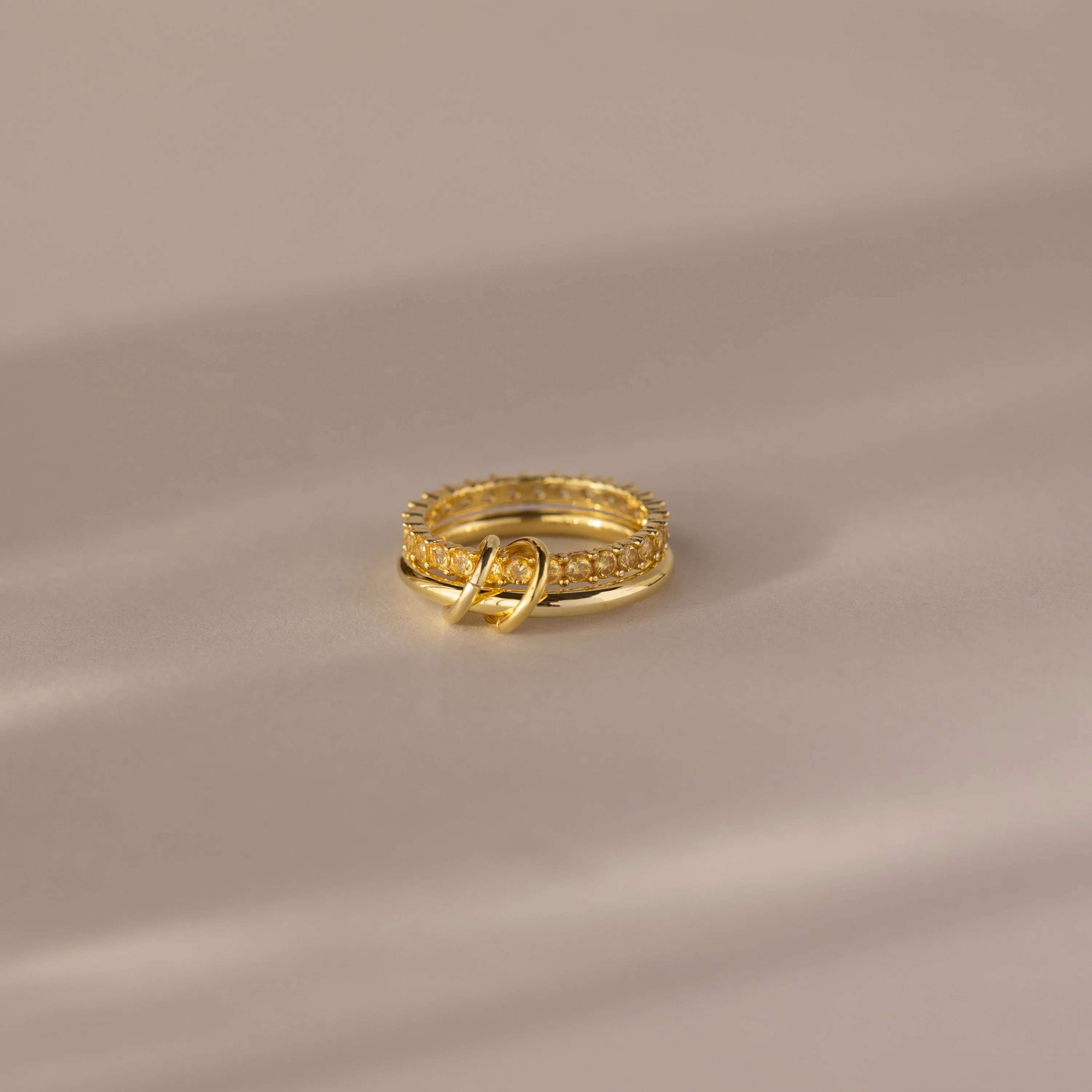 Duo Blue Zircon Tennis Linked Ring Set