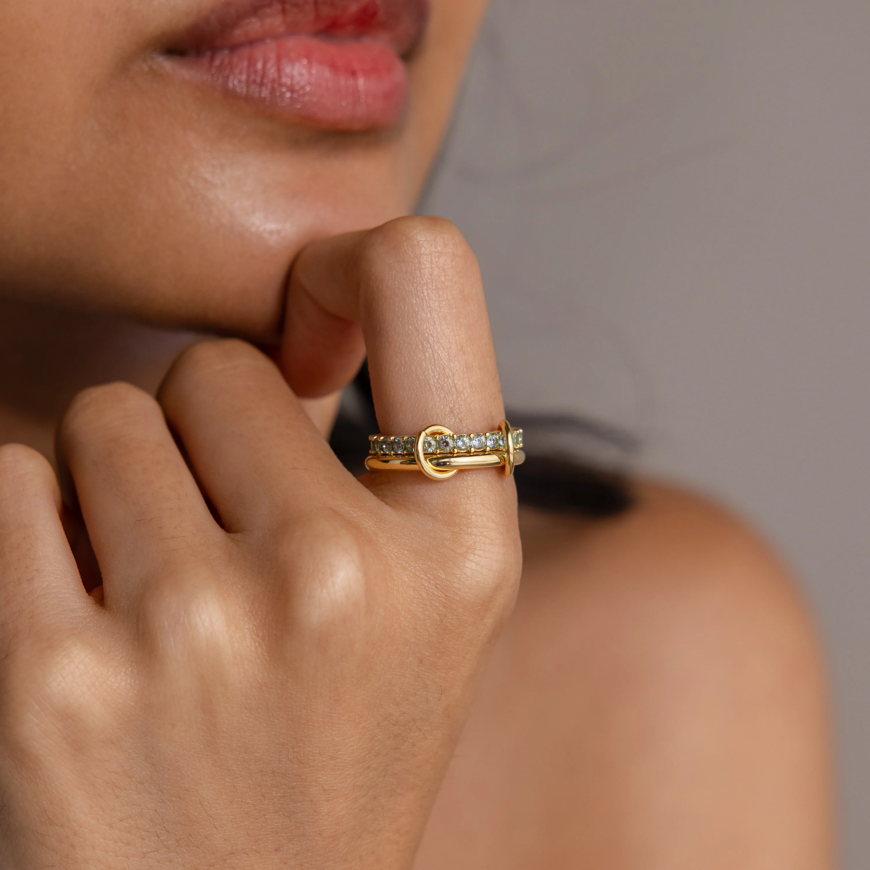 Duo Topaz Tennis Linked Ring Set - Image 2