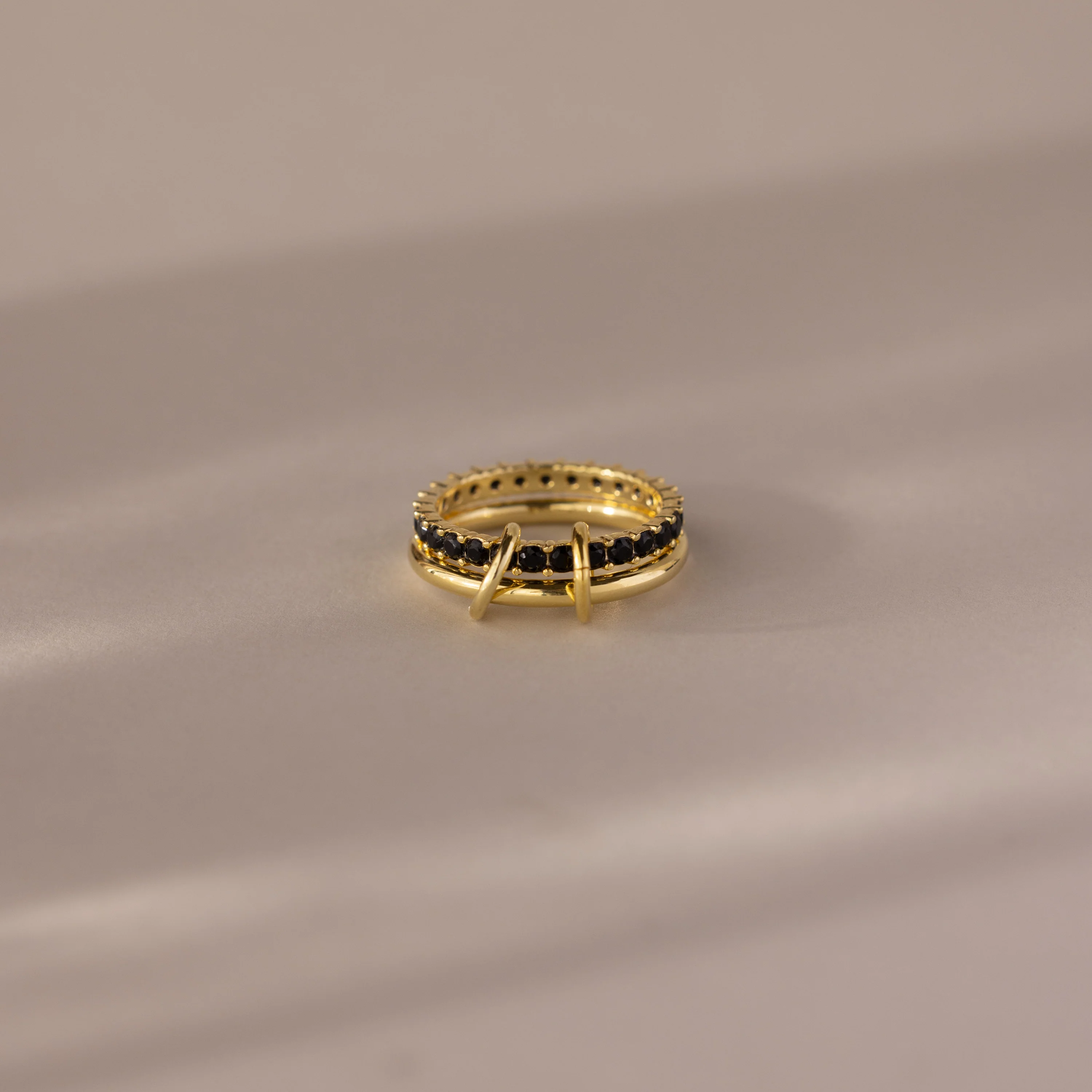 Duo Emerald Tennis Linked Ring Set