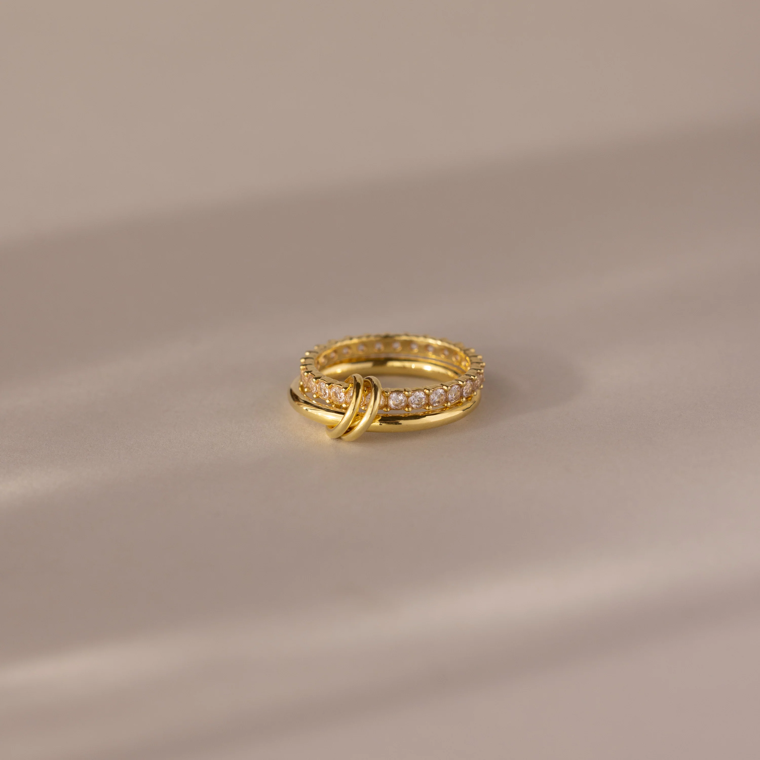 Duo Pink Tourmaline Tennis Linked Ring Set - Image 3