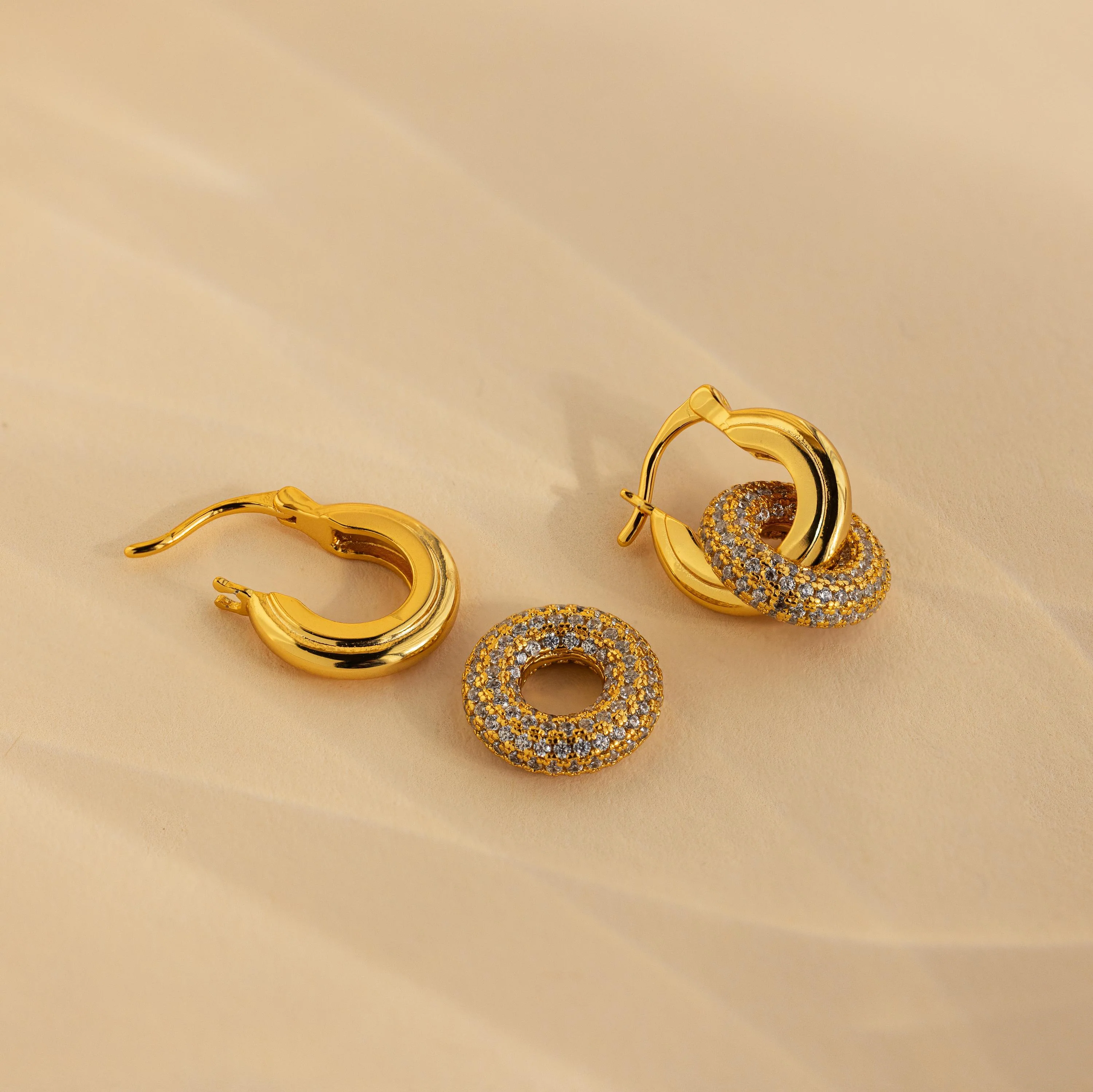 Duo Pave Link Hoops in 18K Gold - Image 6