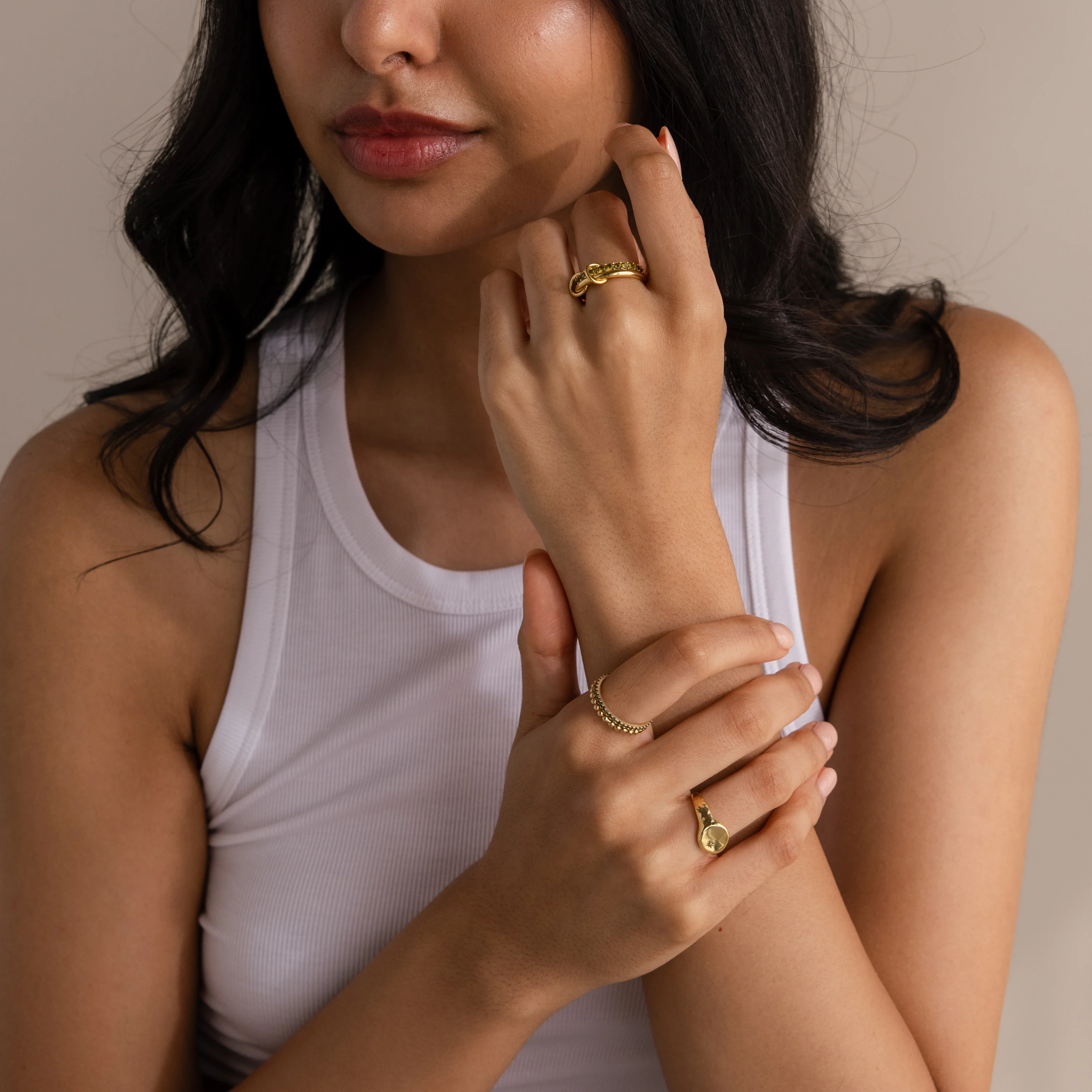 Duo Emerald Tennis Linked Ring Set - Image 4