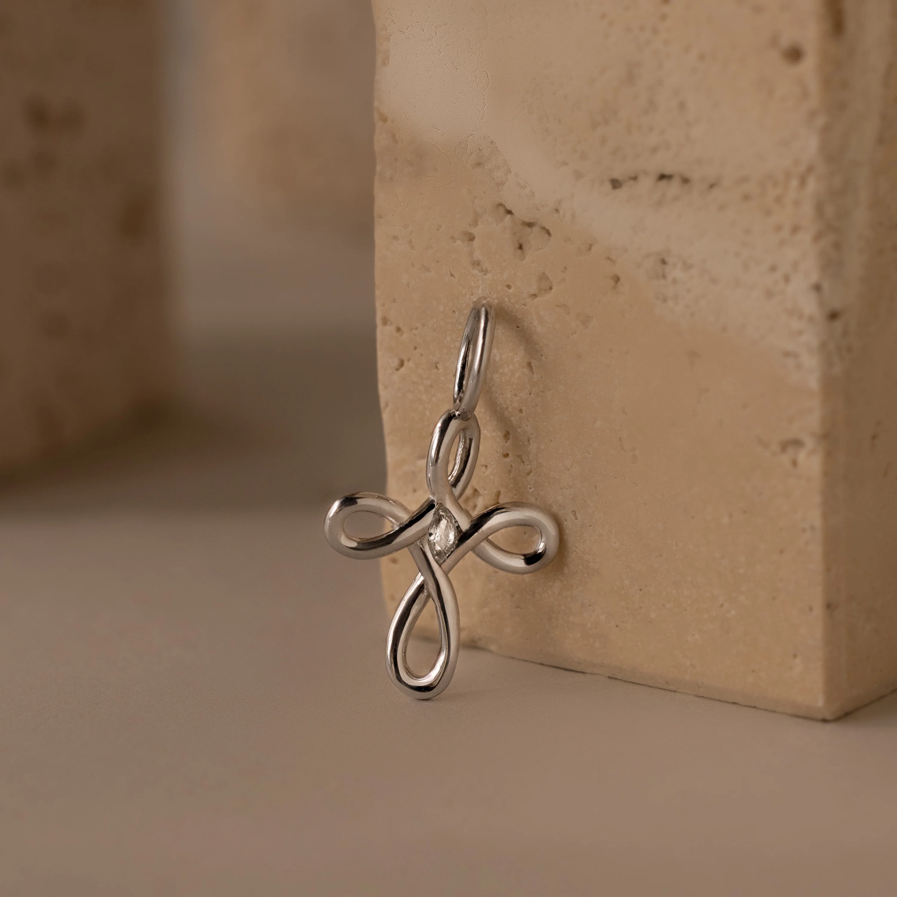 Infinity Cross Charm in Silver