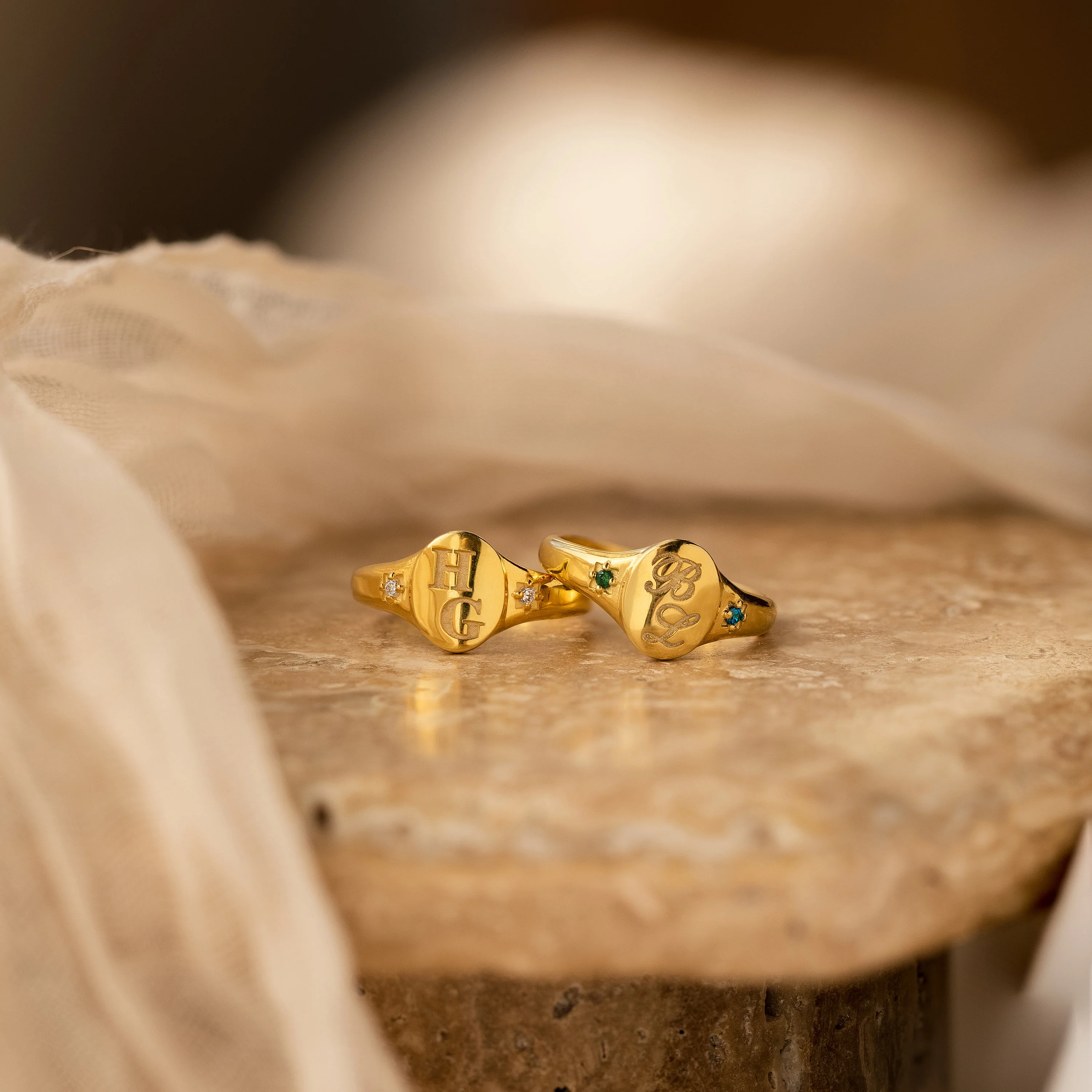 Initial Birthstone Signet Ring - Image 3