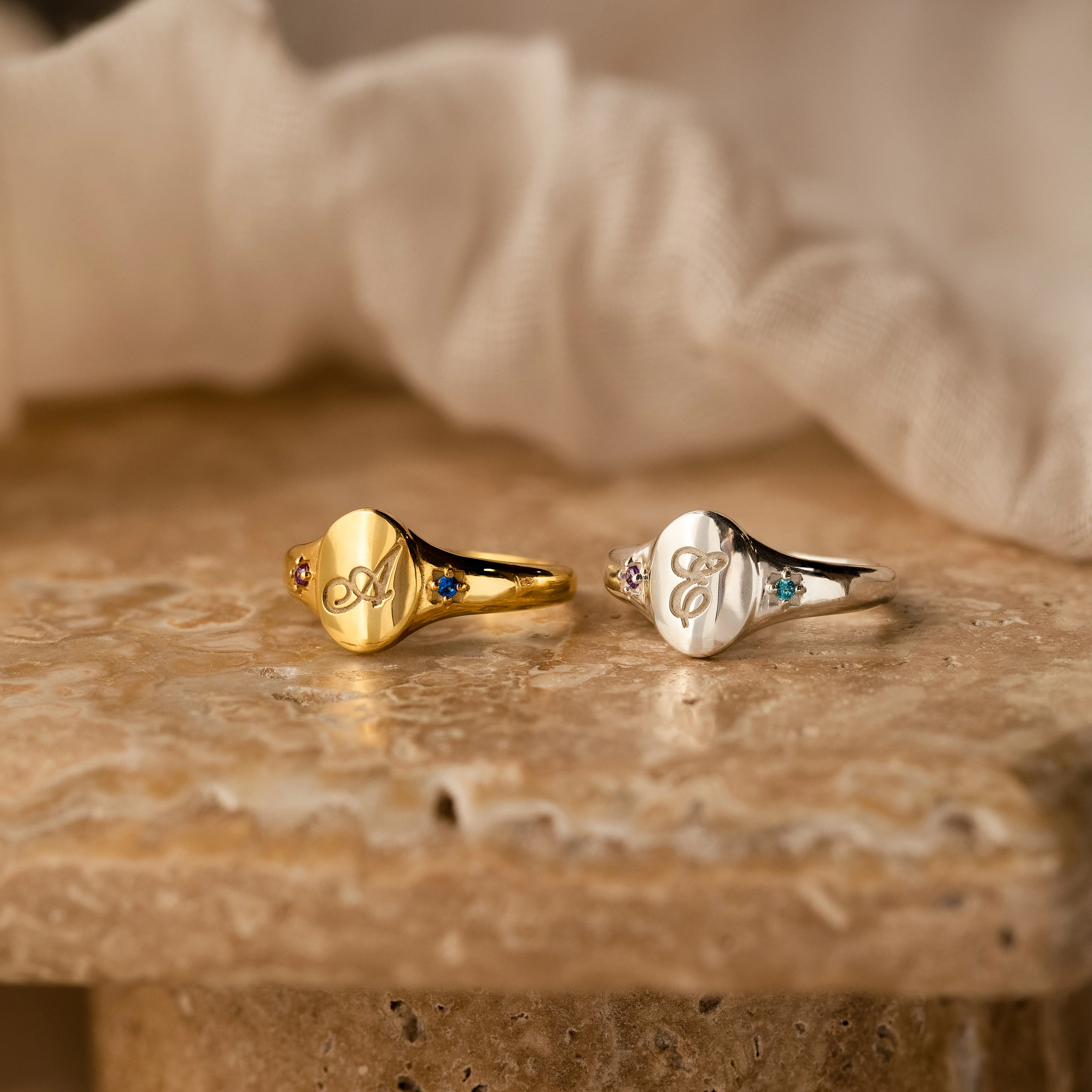 Initial Birthstone Signet Ring - Image 5