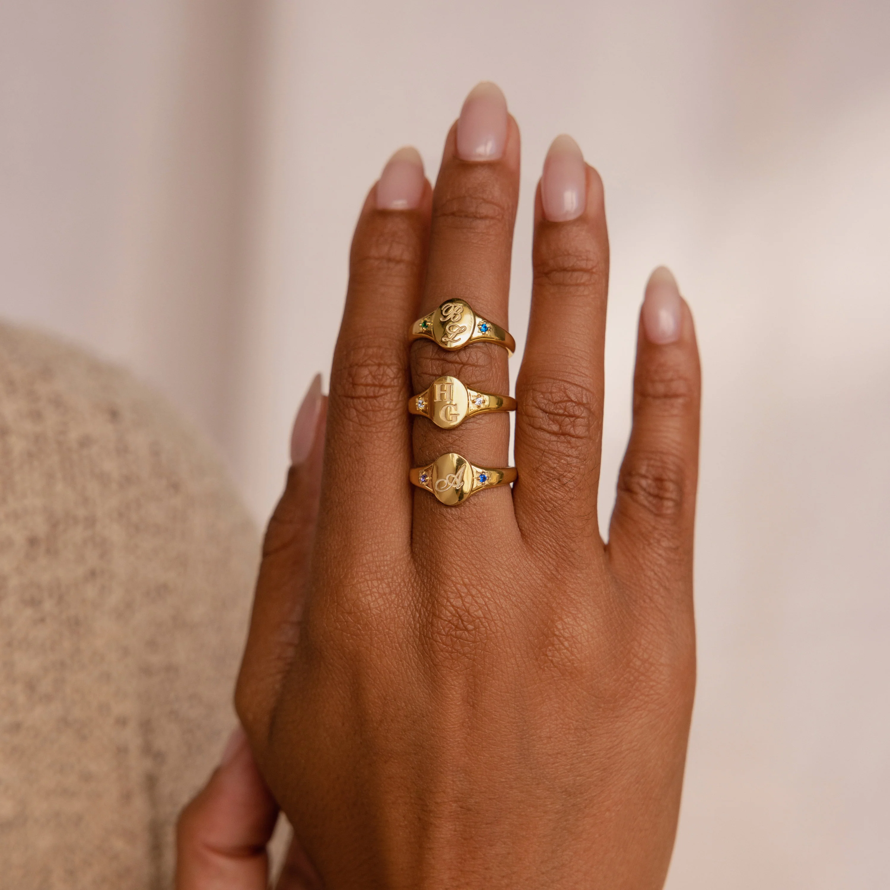 Initial Birthstone Signet Ring - Image 6