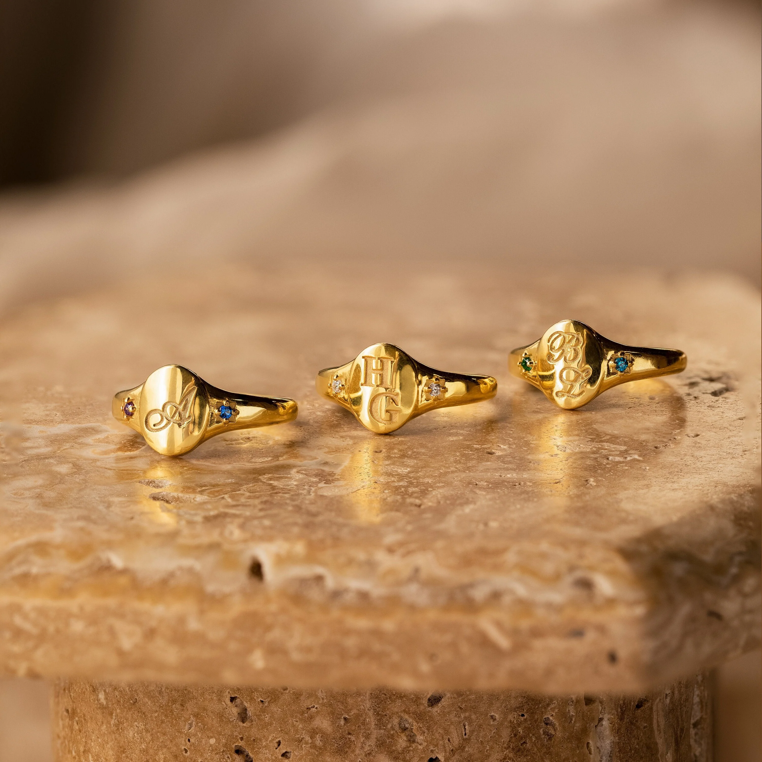 Initial Birthstone Signet Ring - Image 7