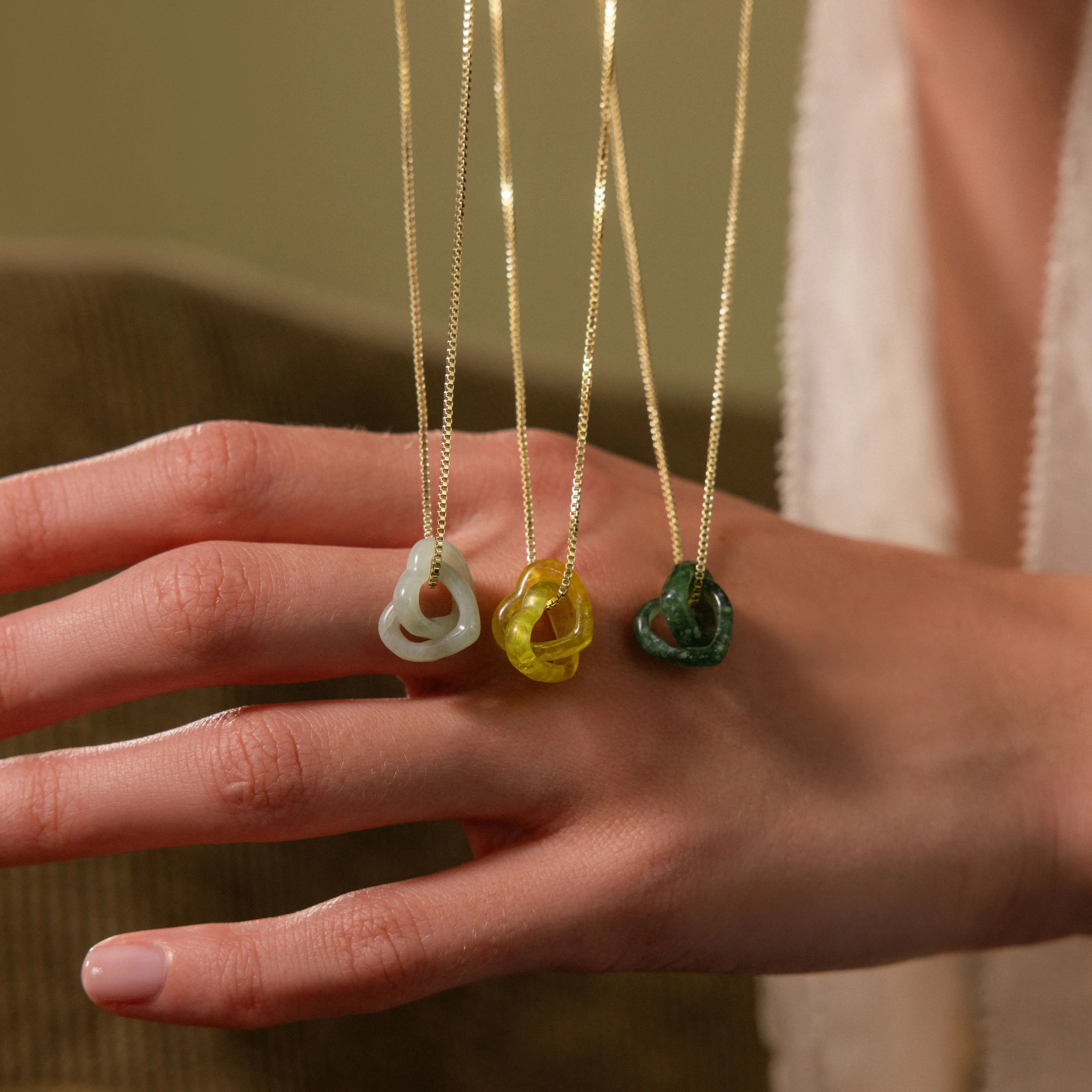 Interlocking Jade Heart Necklace - Image 9