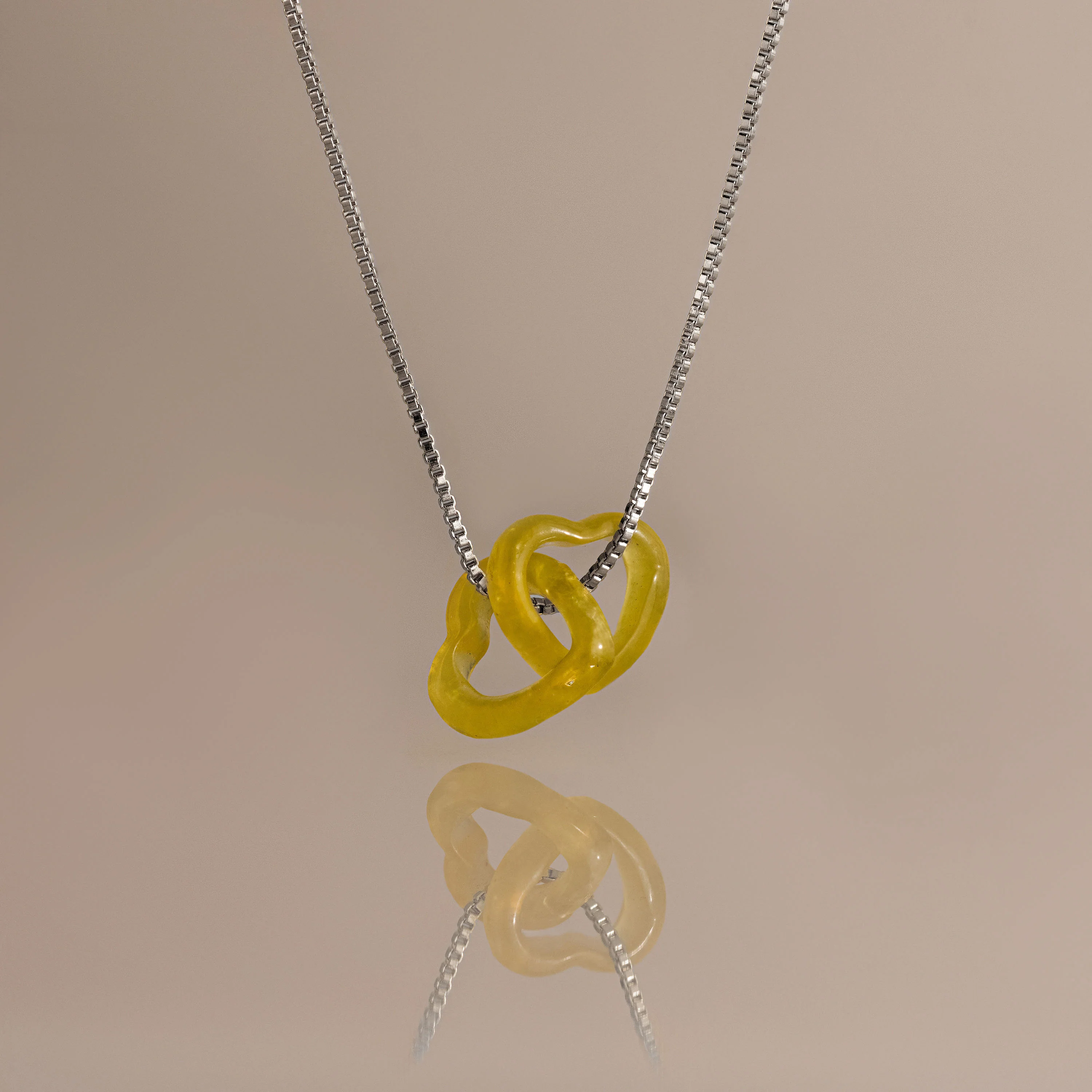 Interlocking Jade Heart Necklace in Silver - Image 10