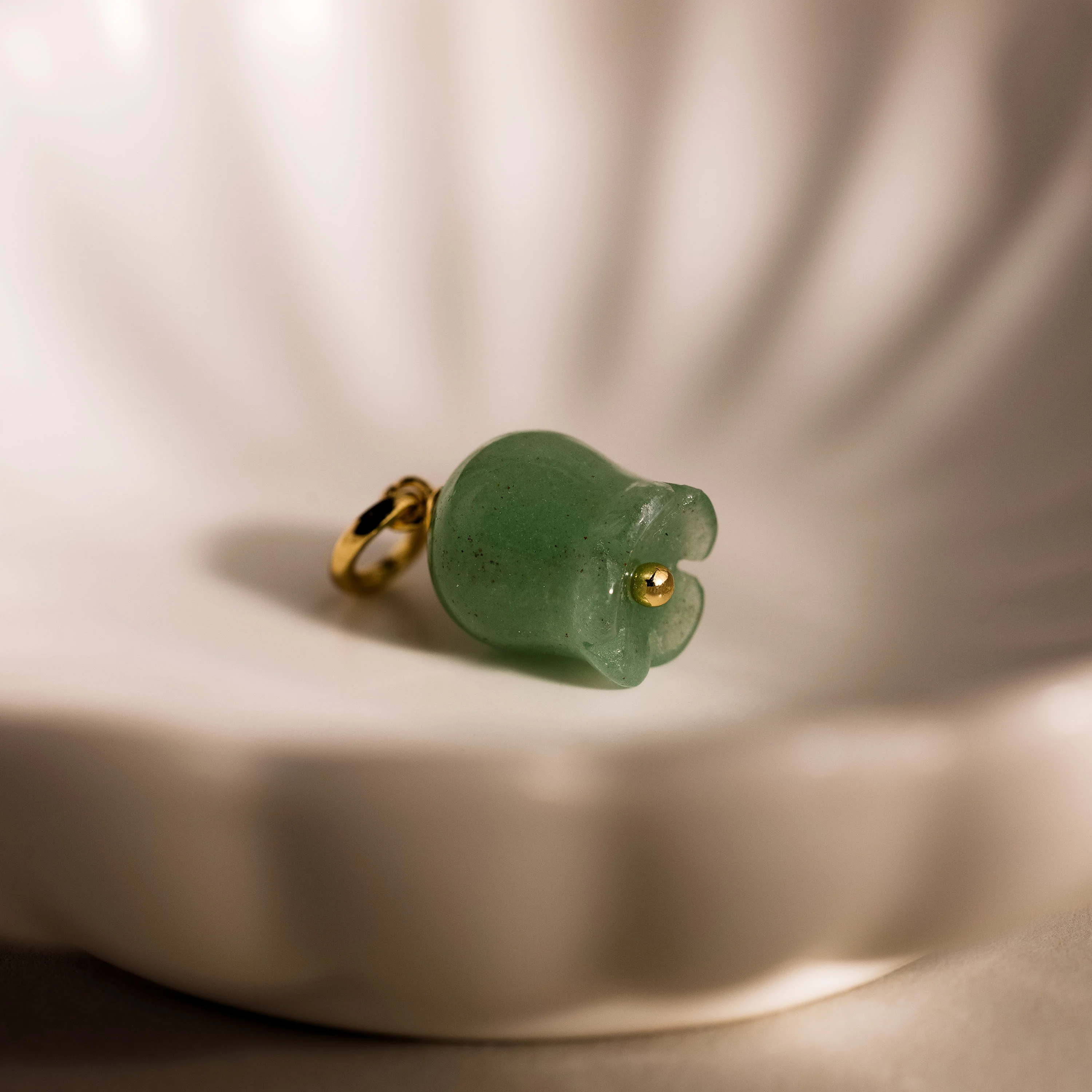 Jade Bellflower Charm in 18K Gold - Image 3