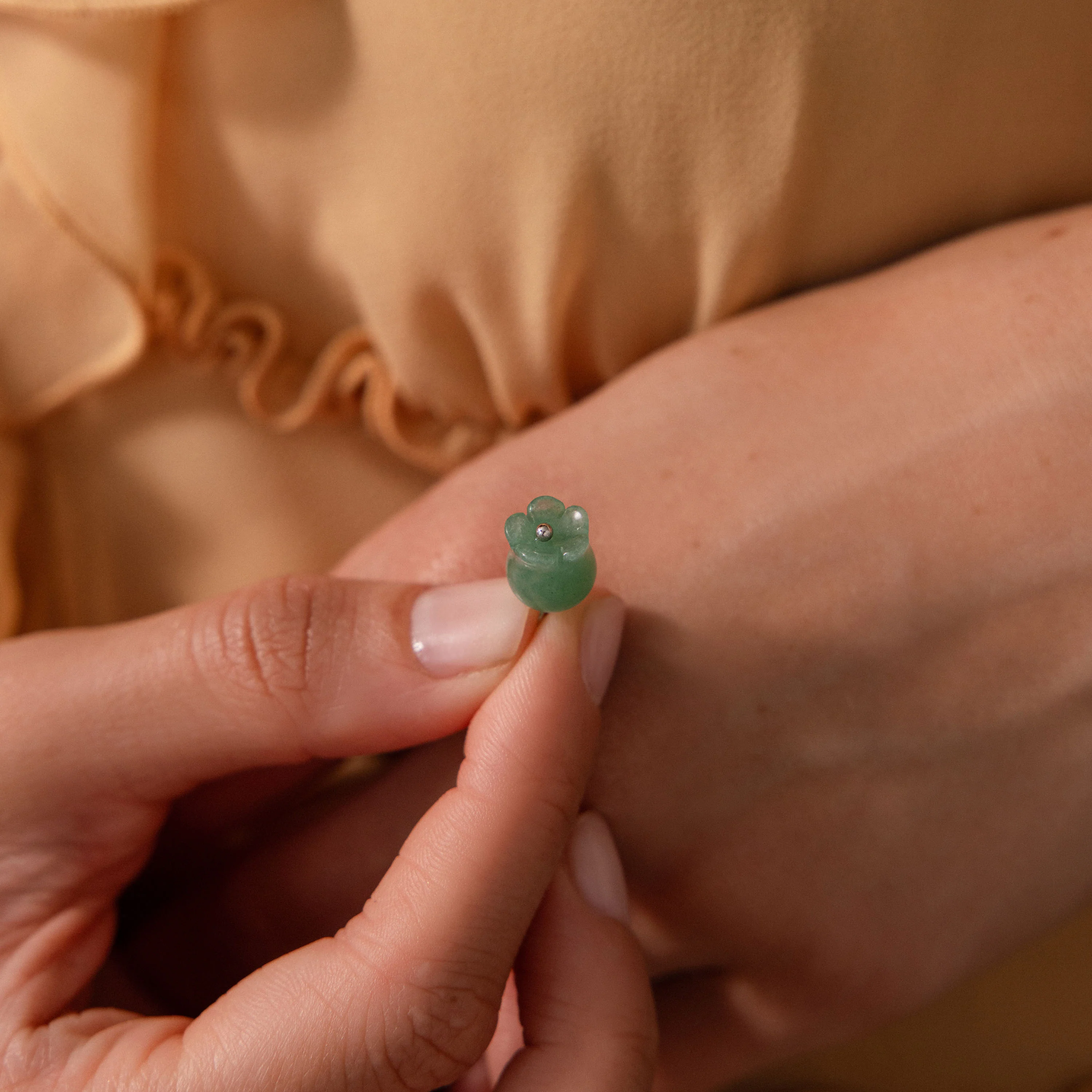 Jade Bellflower Charm in Silver - Image 2