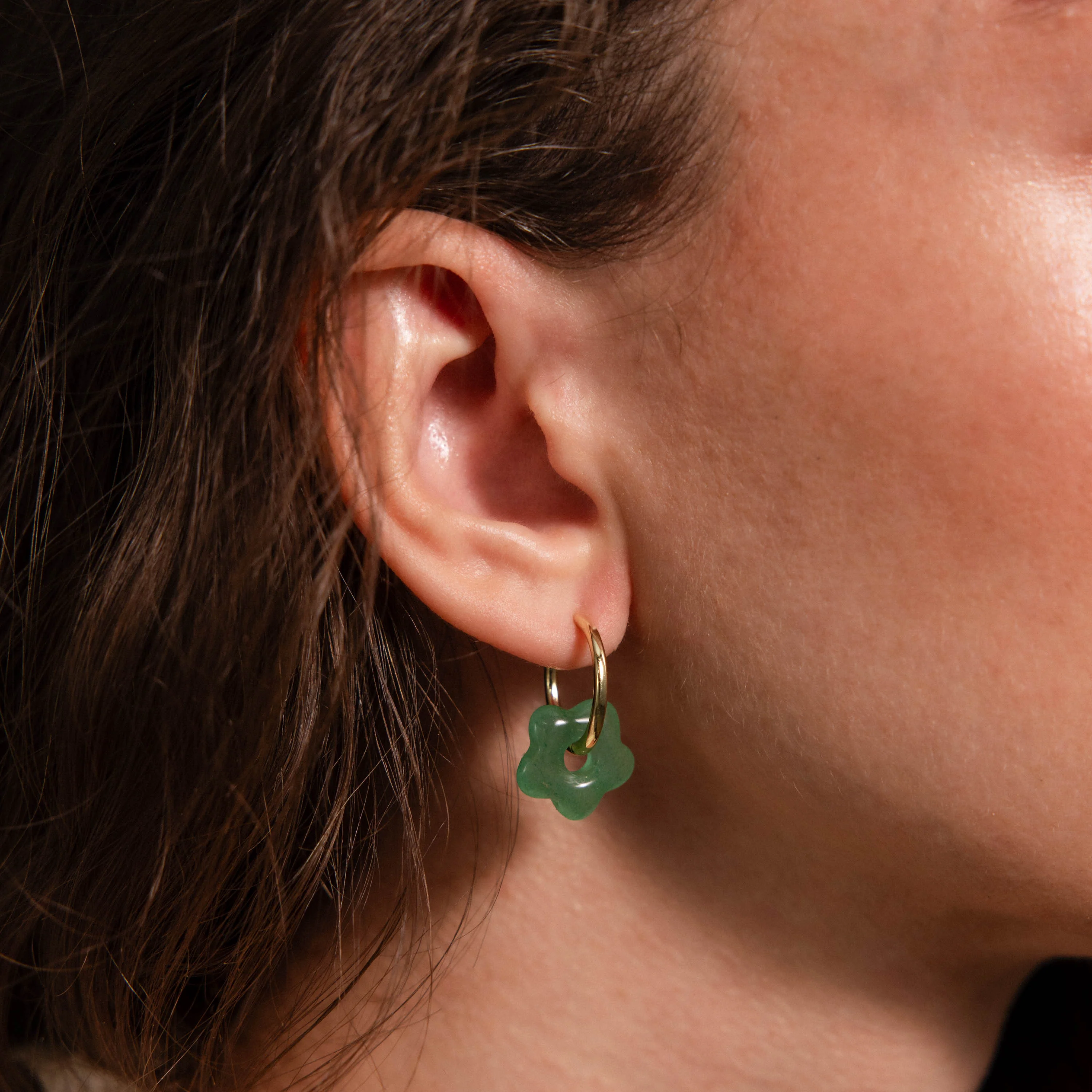 Jade Flower Hoops - Image 4