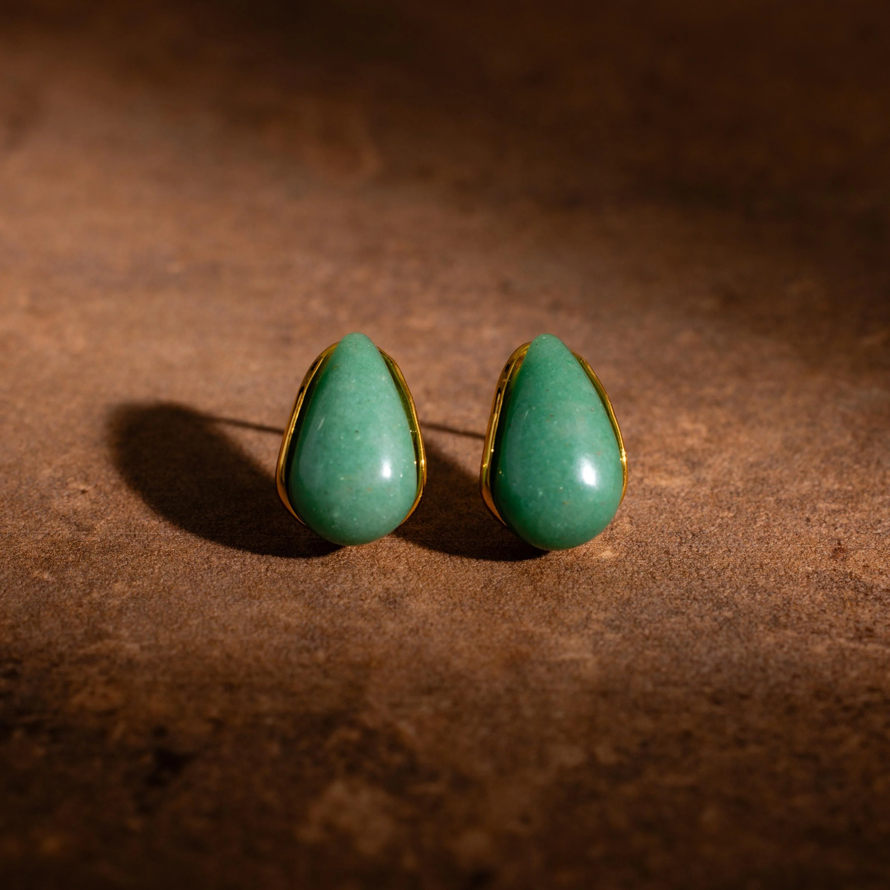Jade Teardrop Studs in 18K Gold - Image 3