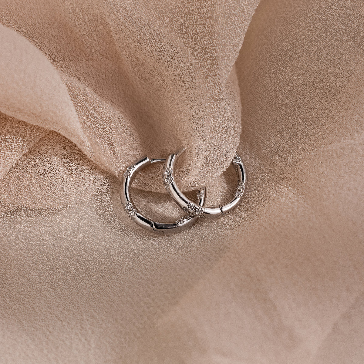 Kaia Diamond Huggies in Silver - Image 6