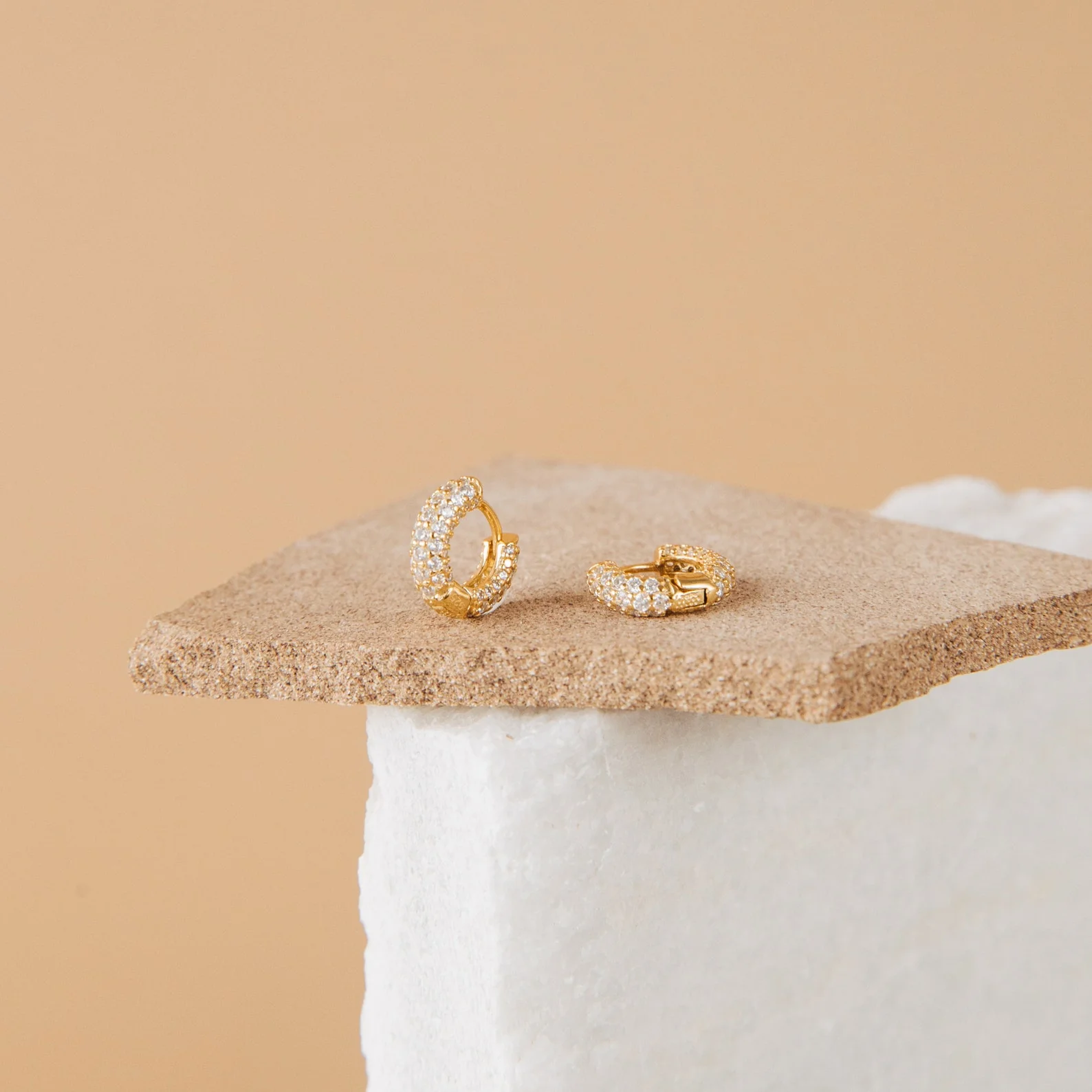 Kira Pave Huggies in 18K Gold