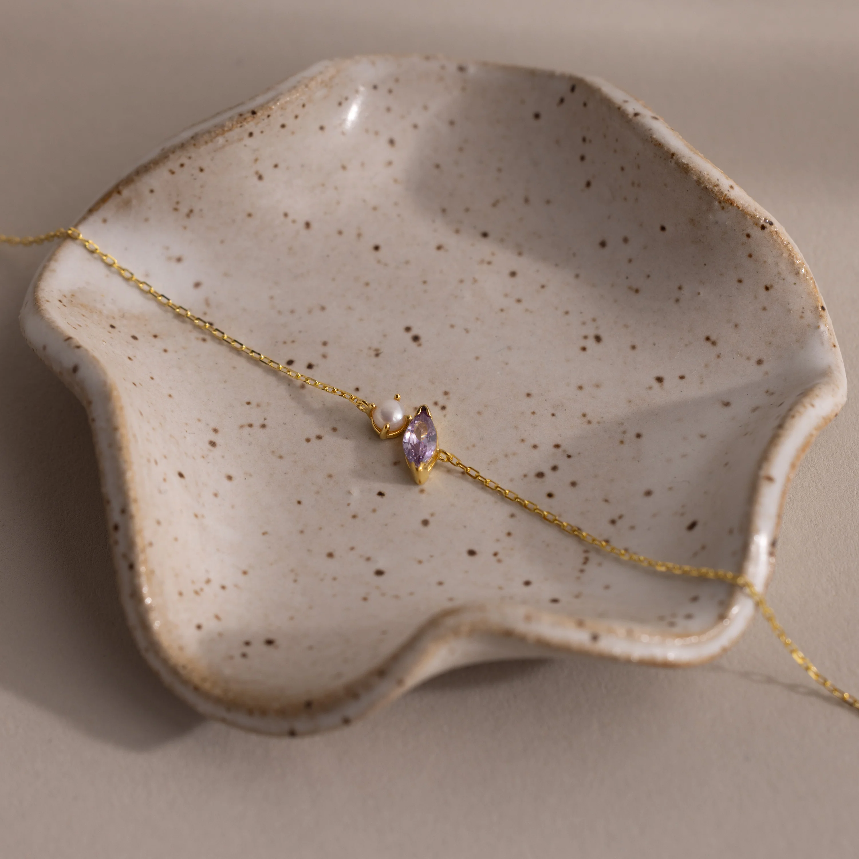 Marquise Birthstone & Pearl Bracelet