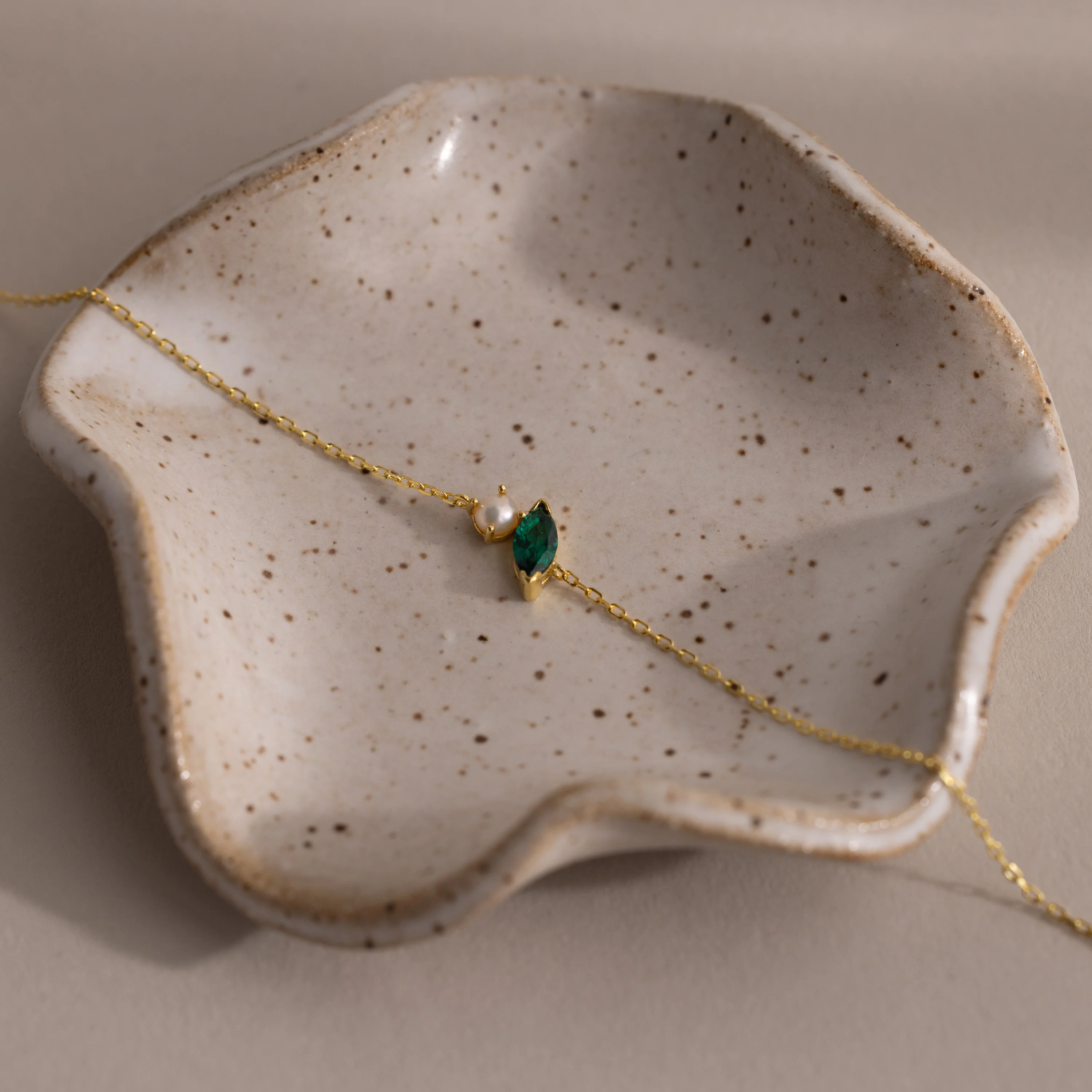 Marquise Emerald & Pearl Bracelet