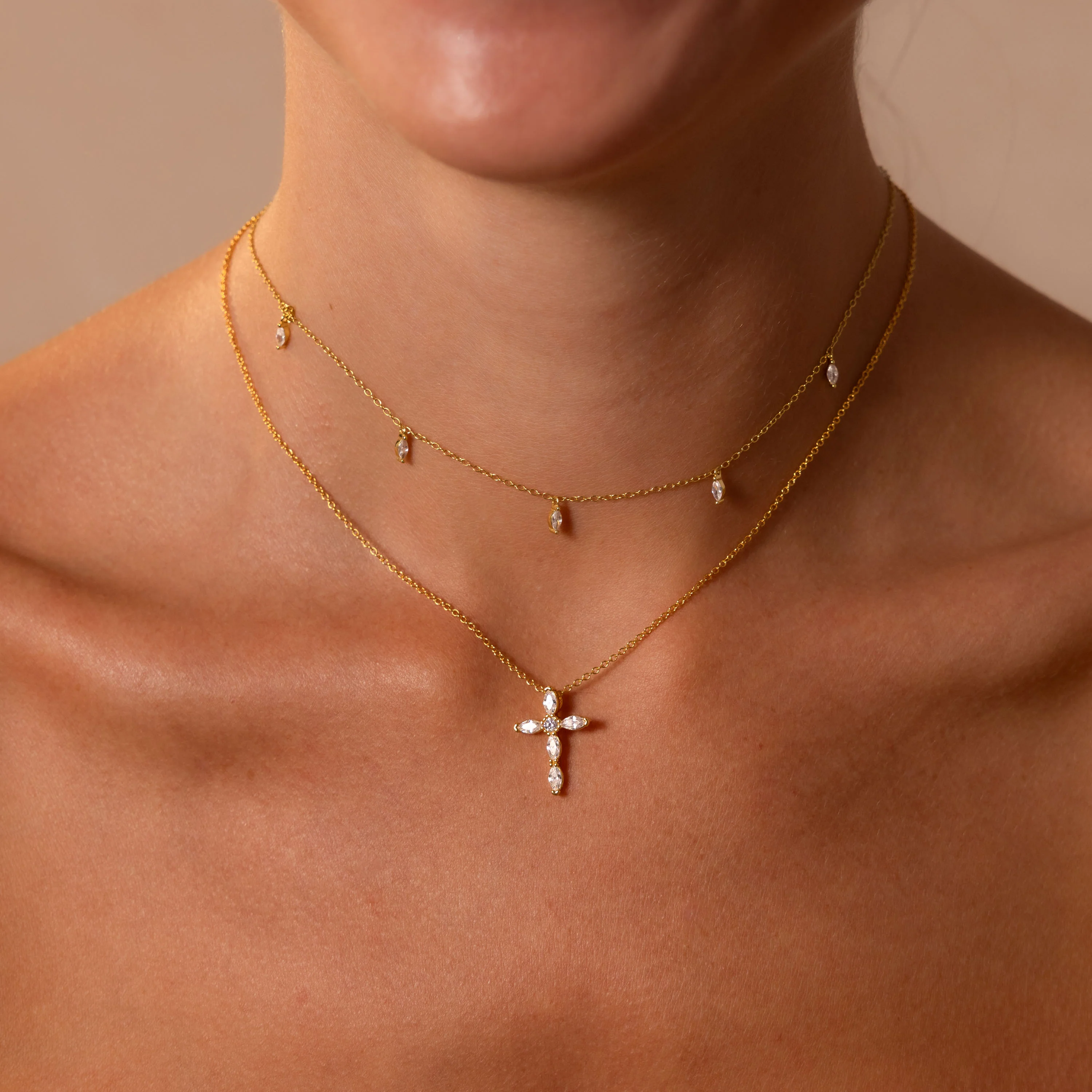 Marquise Diamond Cross Necklace - Image 6