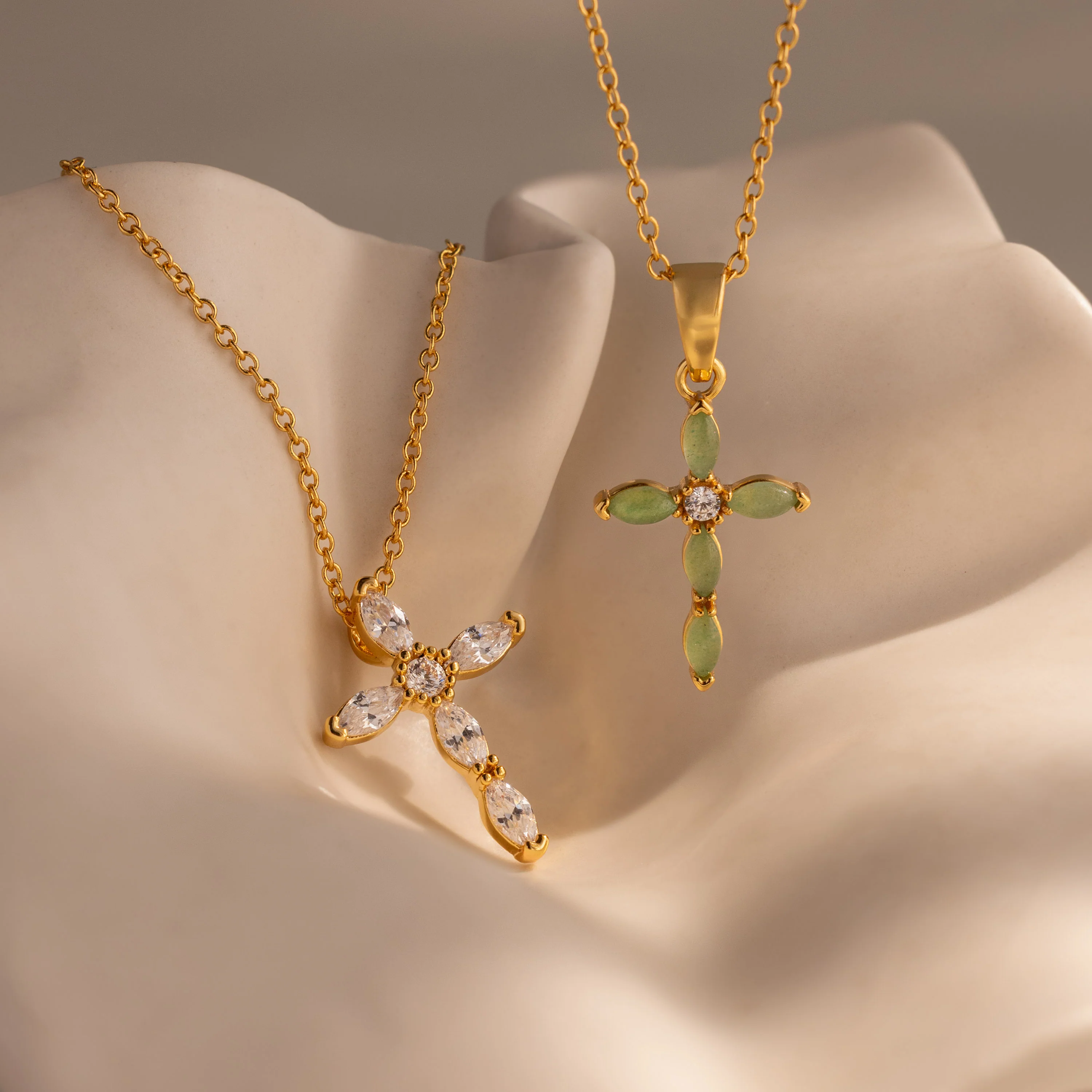 Marquise Diamond Cross Necklace - Image 7