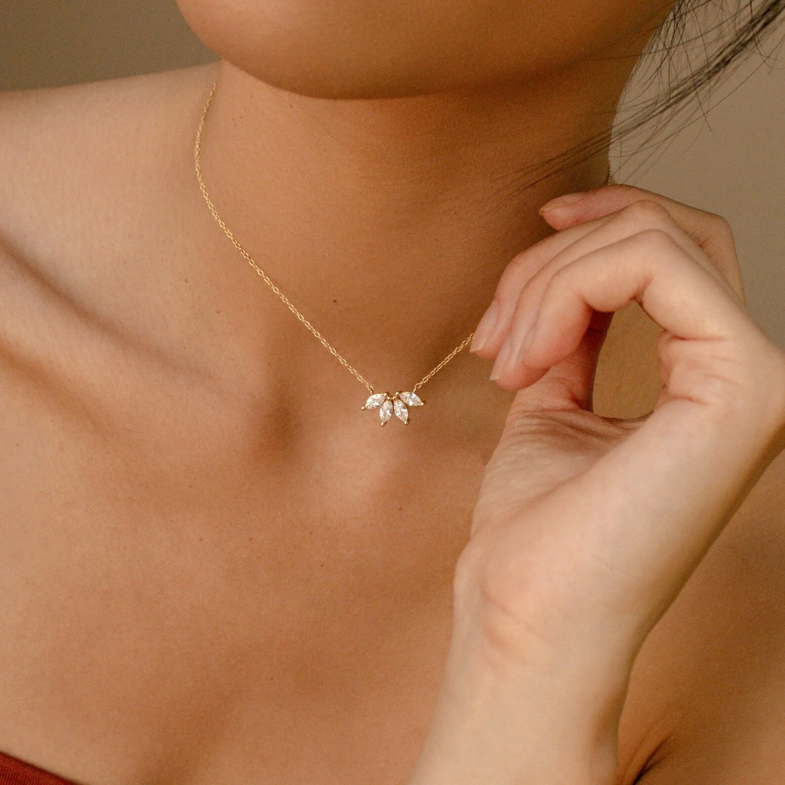 Marquise Diamond Necklace in Silver