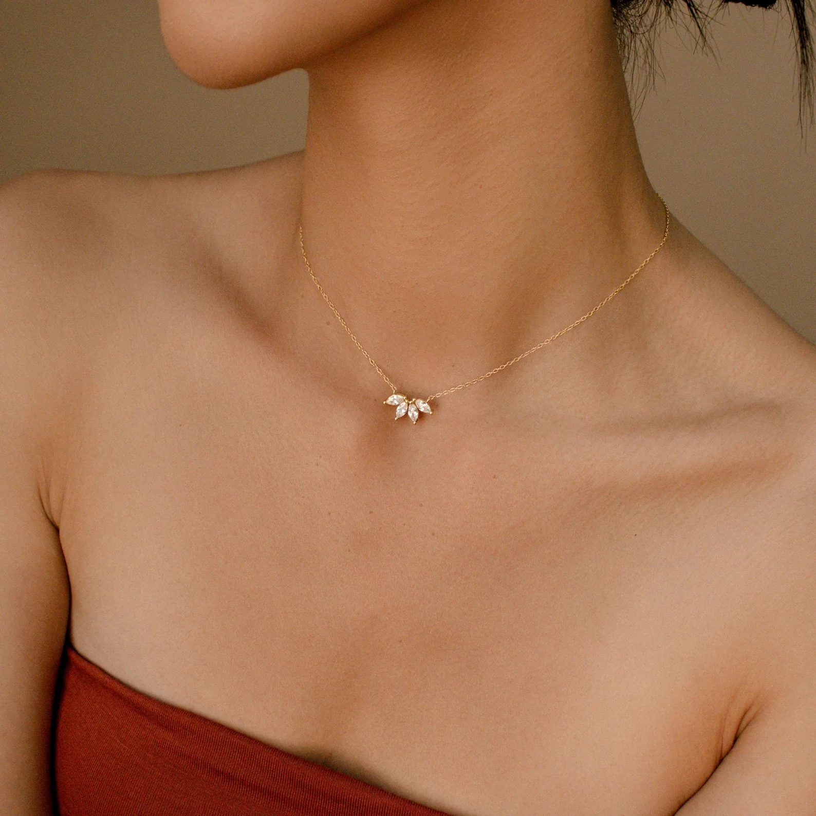 Marquise Diamond Necklace in Silver - Image 5