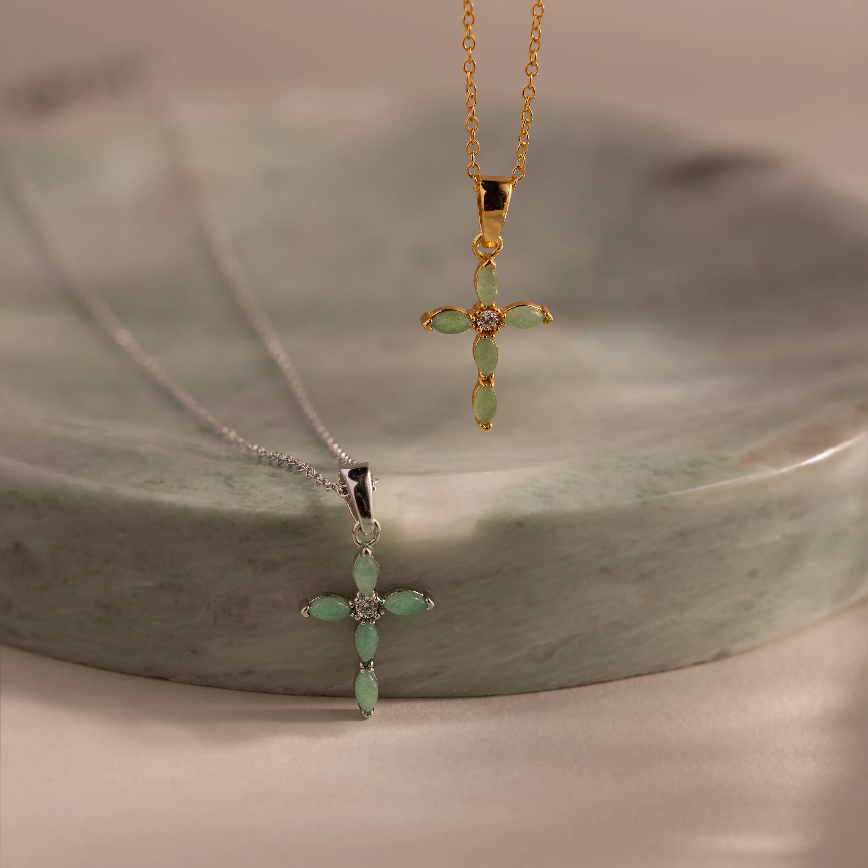 Marquise Jade Cross Necklace - Image 5