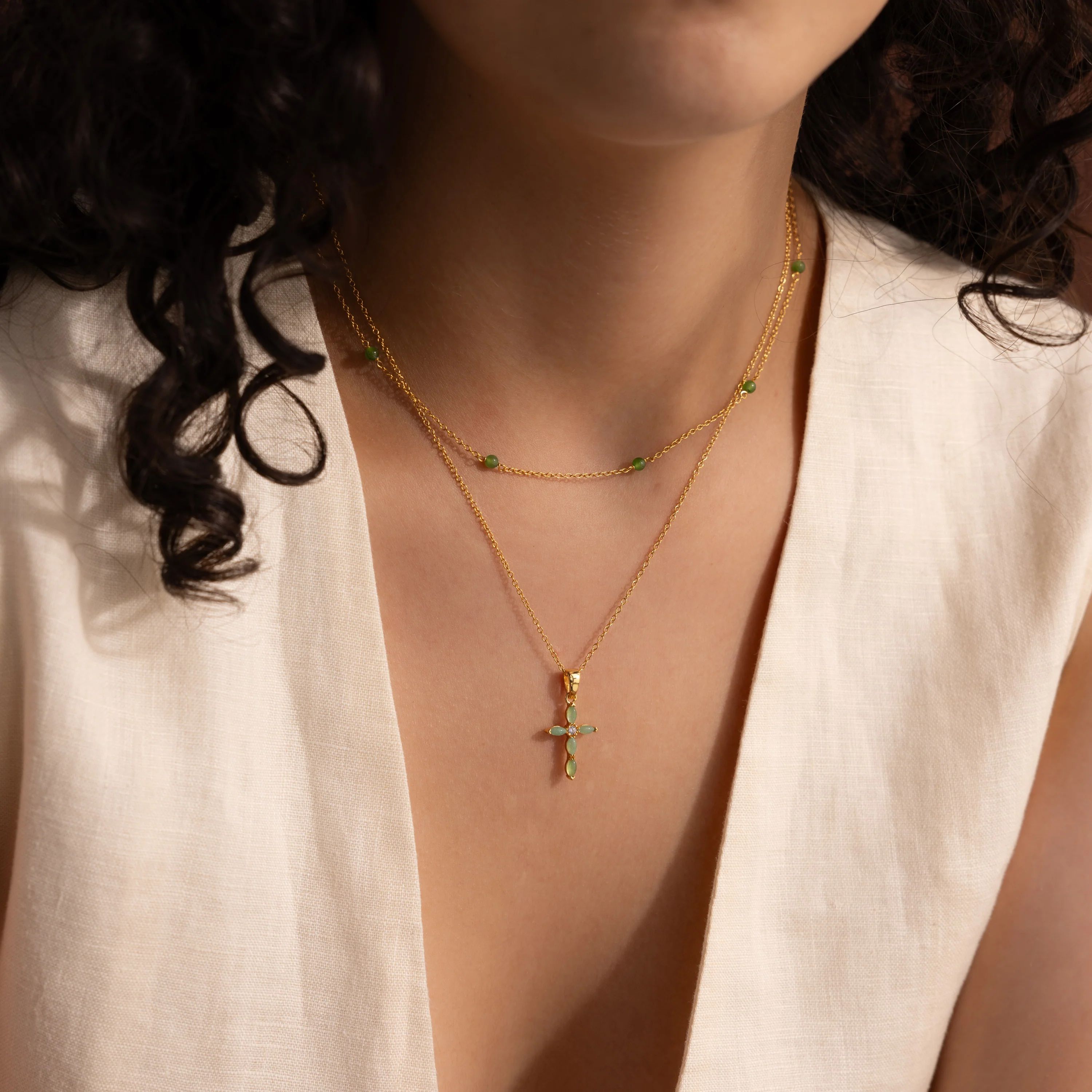 Marquise Jade Cross Necklace - Image 8